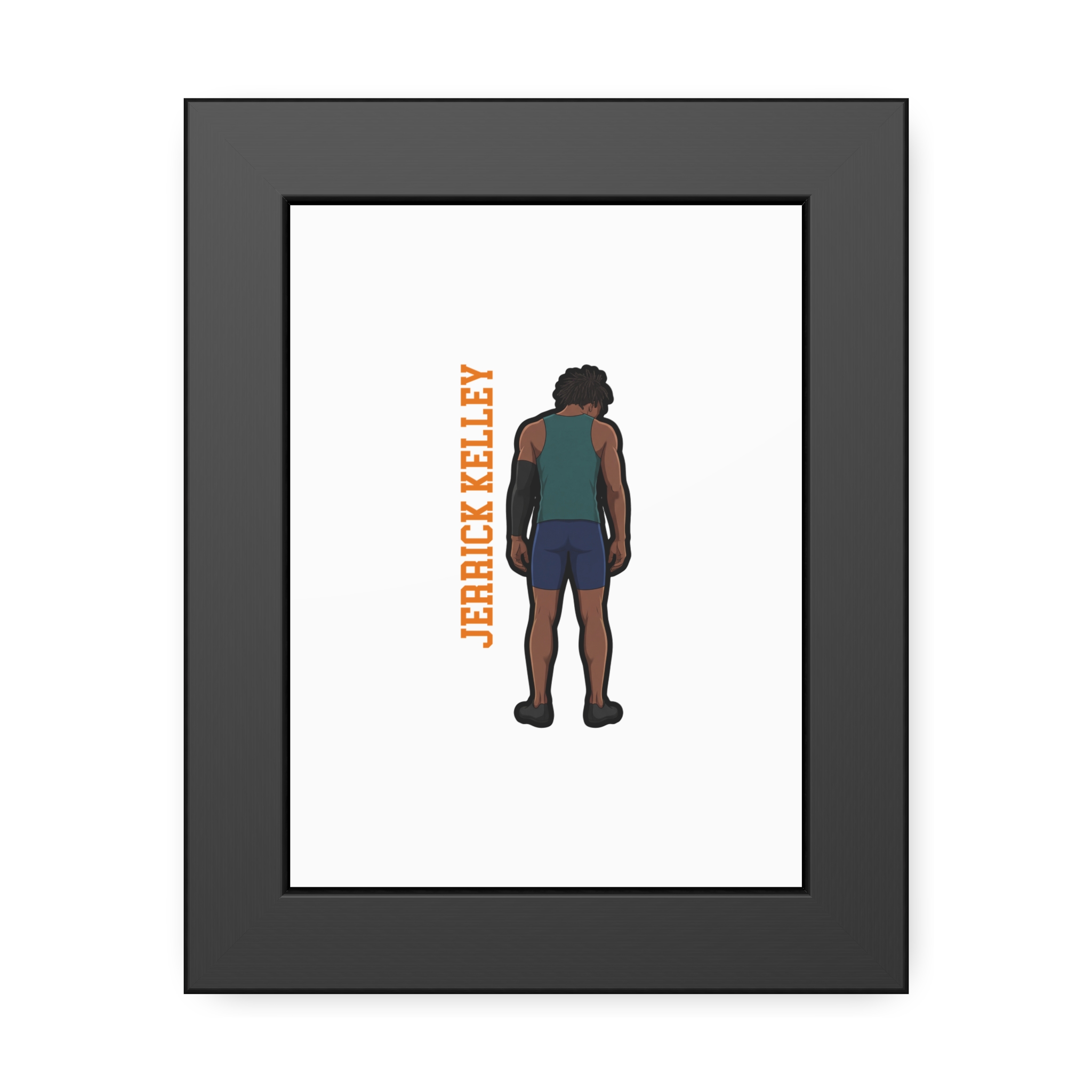 Framed Poster — character_name_vertical in Black