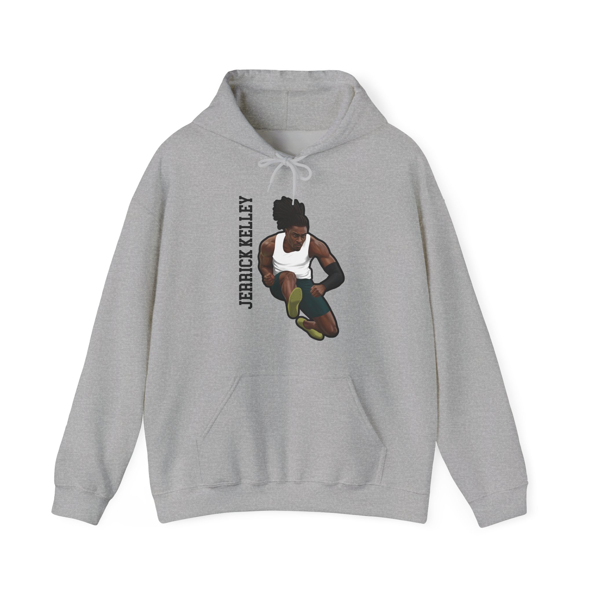 Hoodie — character_name_vertical in Grey