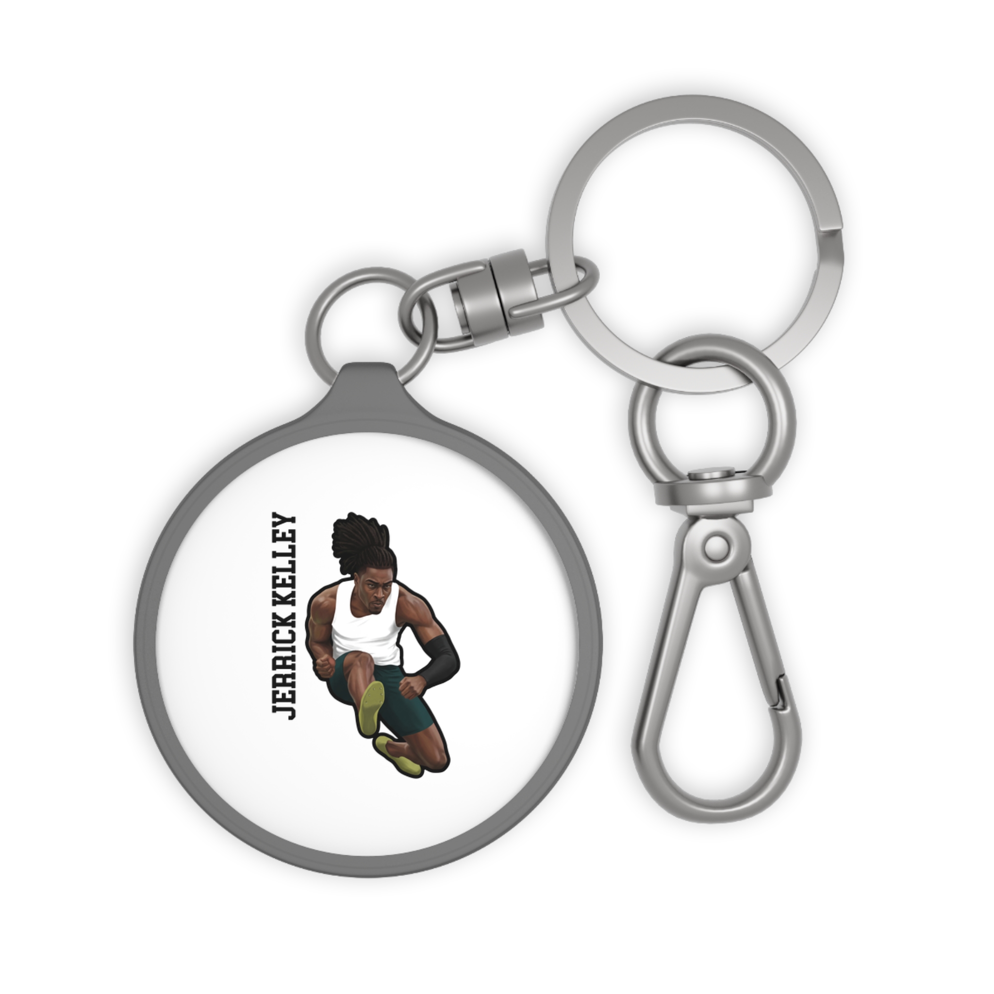 Keychain — character_name_vertical in Grey