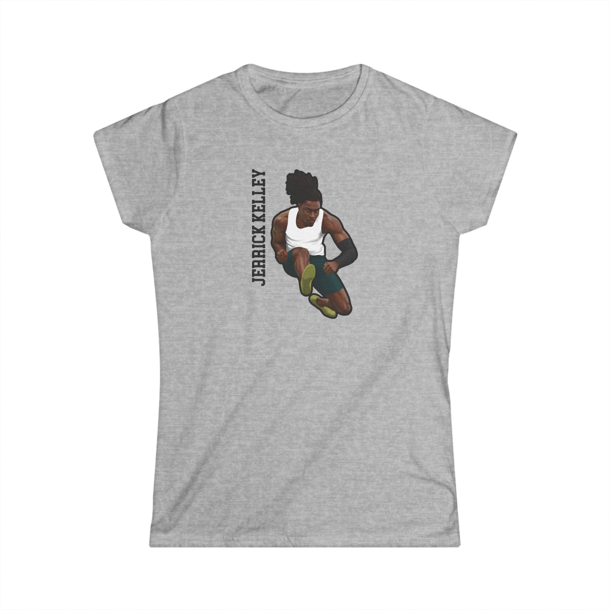 Women's Softstyle Tee — character_name_vertical in Grey