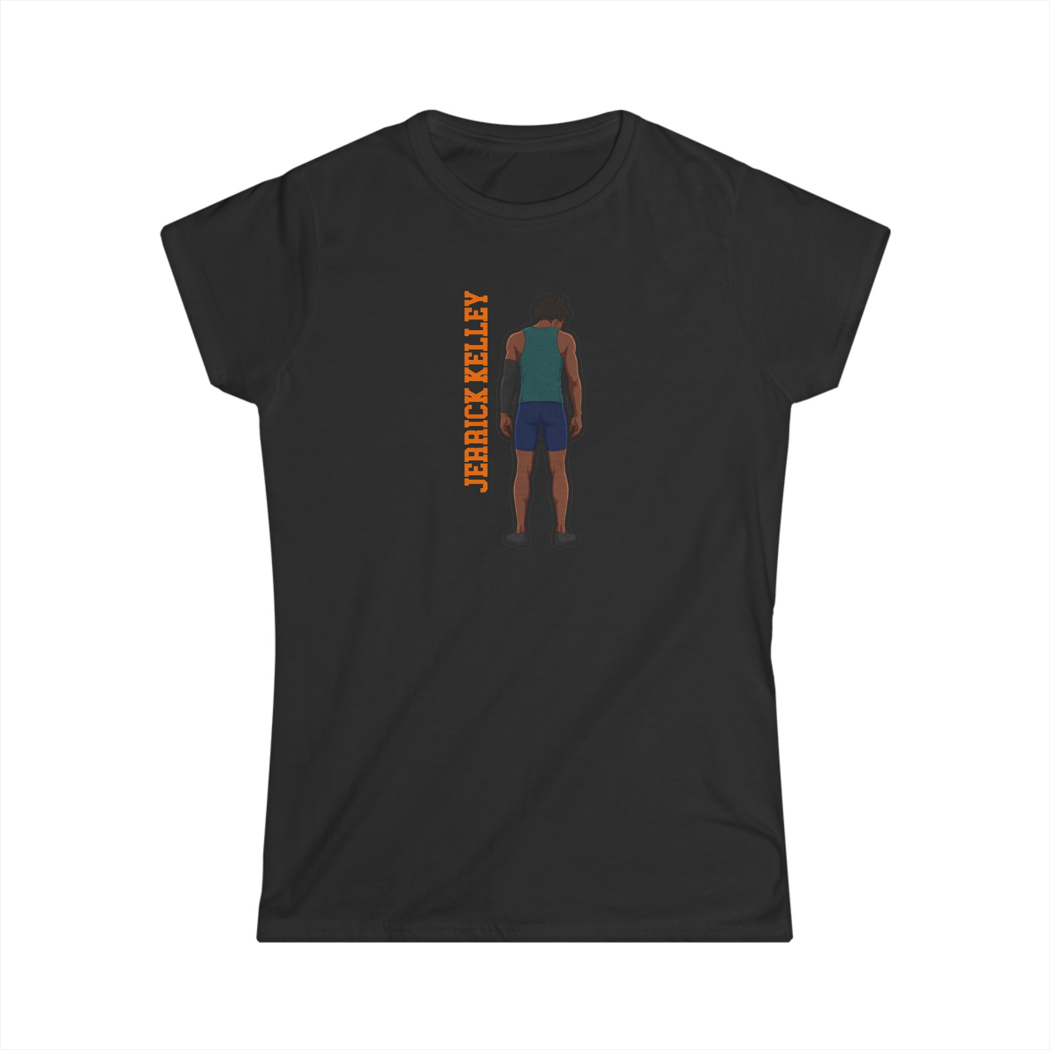 Women's Softstyle Tee — character_name_vertical in Black