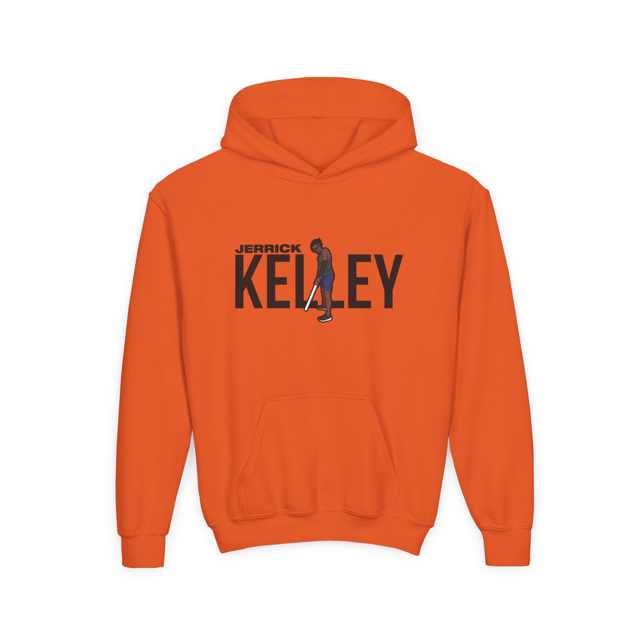 Youth Hoodie — character_player_name in Orange