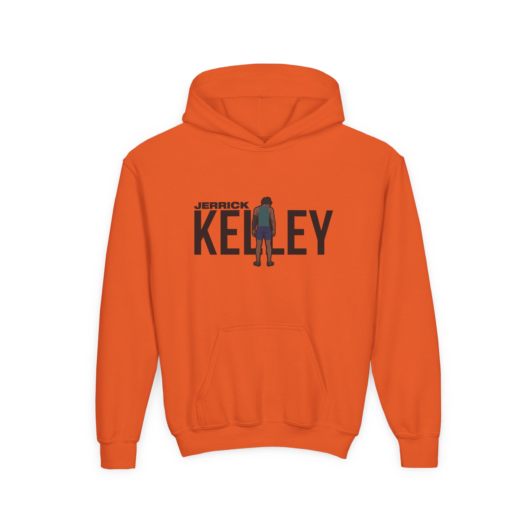 Youth Hoodie — character_player_name in Orange