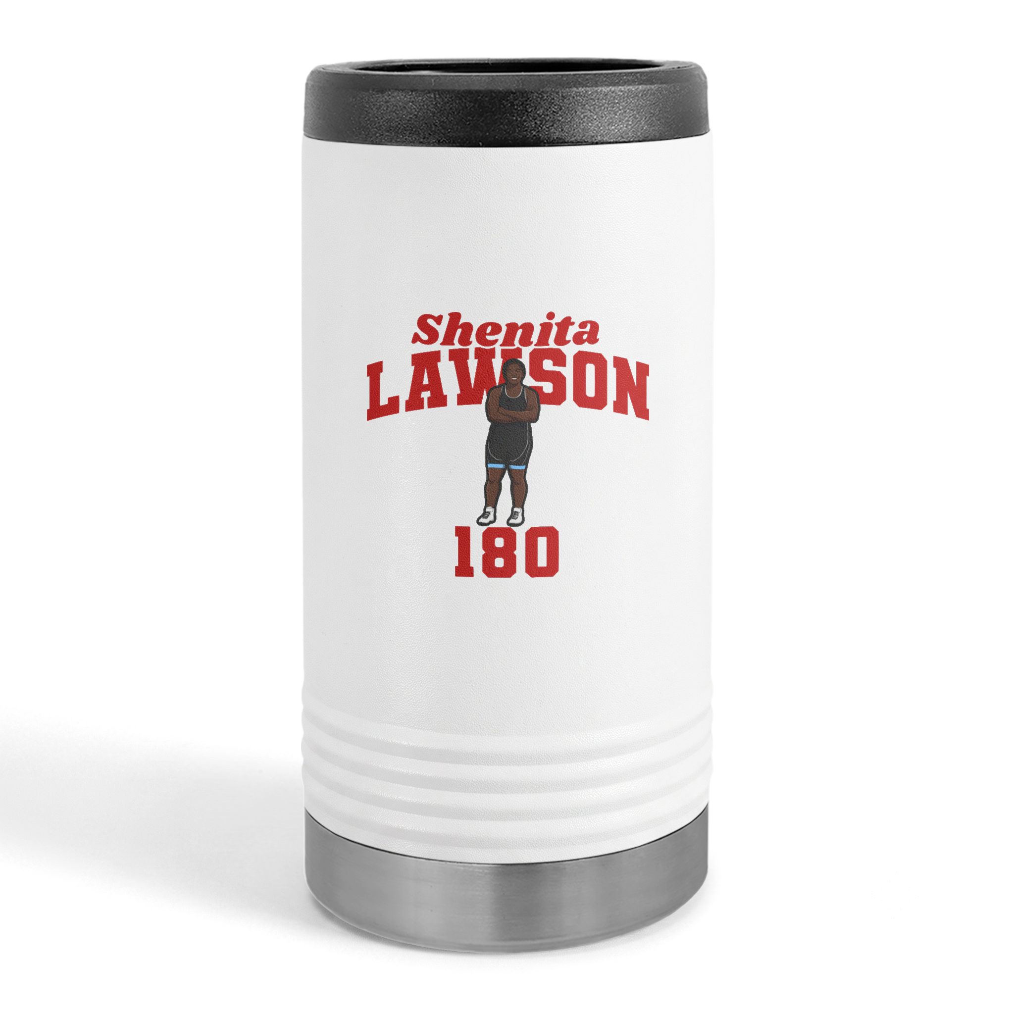 Slim Stainless Can Cooler — character_signature_arch in White