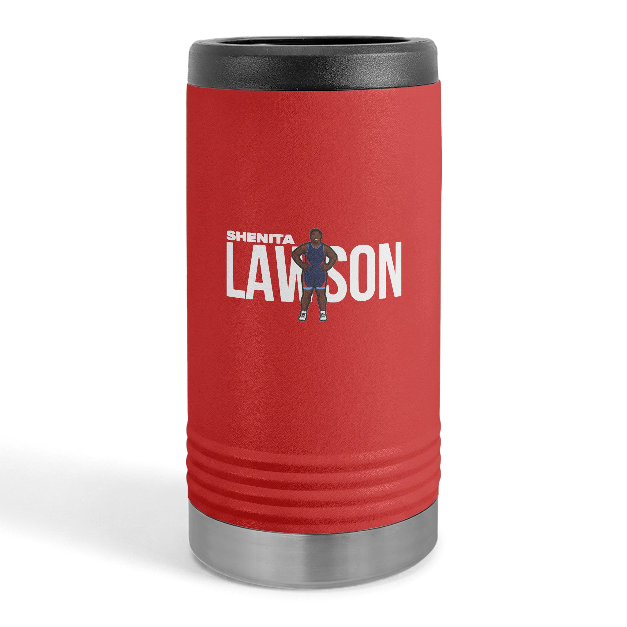 Slim Stainless Can Cooler — character_player_name in Red