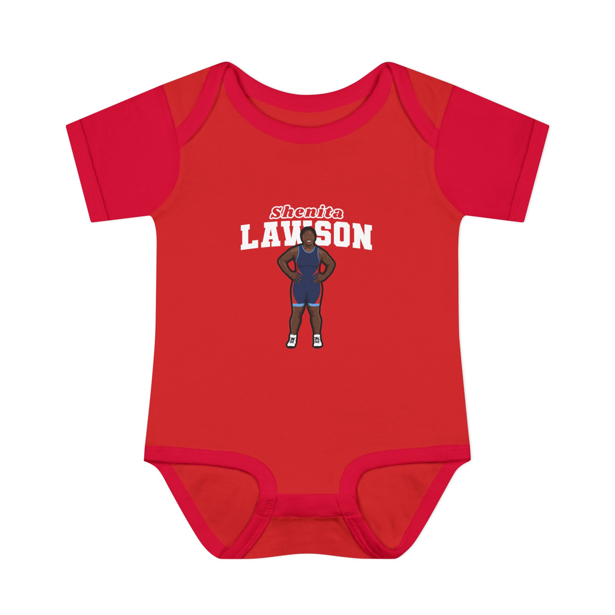 Baby Onesie — character_name_arch in Red