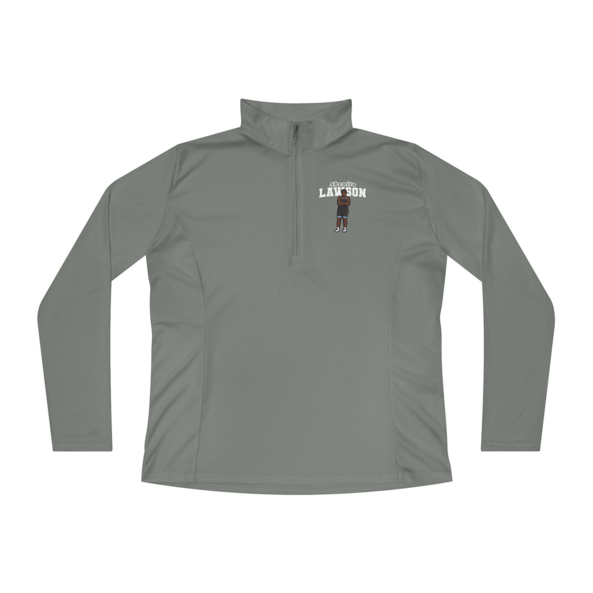Women's Q-Zip Pullover — character_name_arch in Grey