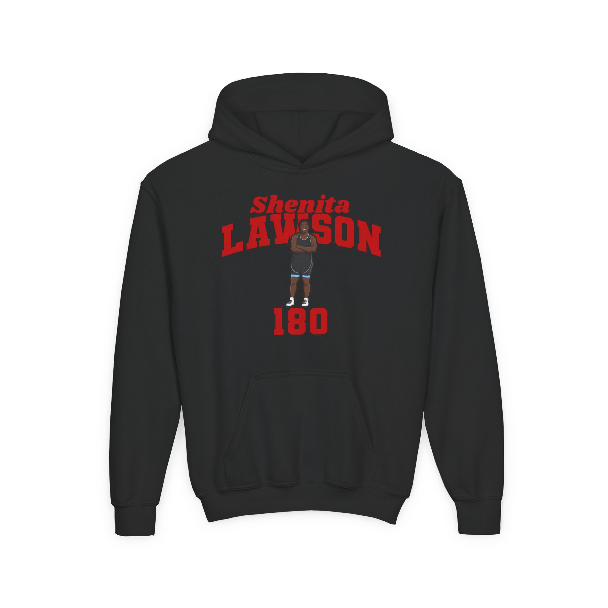 Youth Hoodie — character_signature_arch in Black