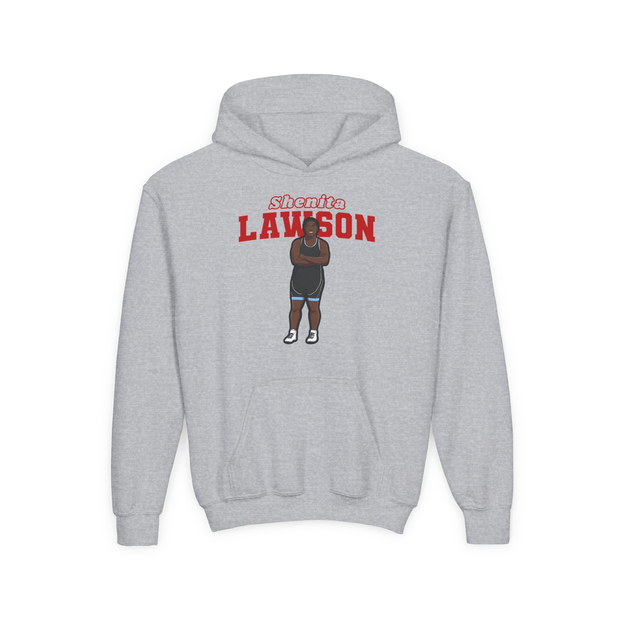 Youth Hoodie — character_name_arch in Grey