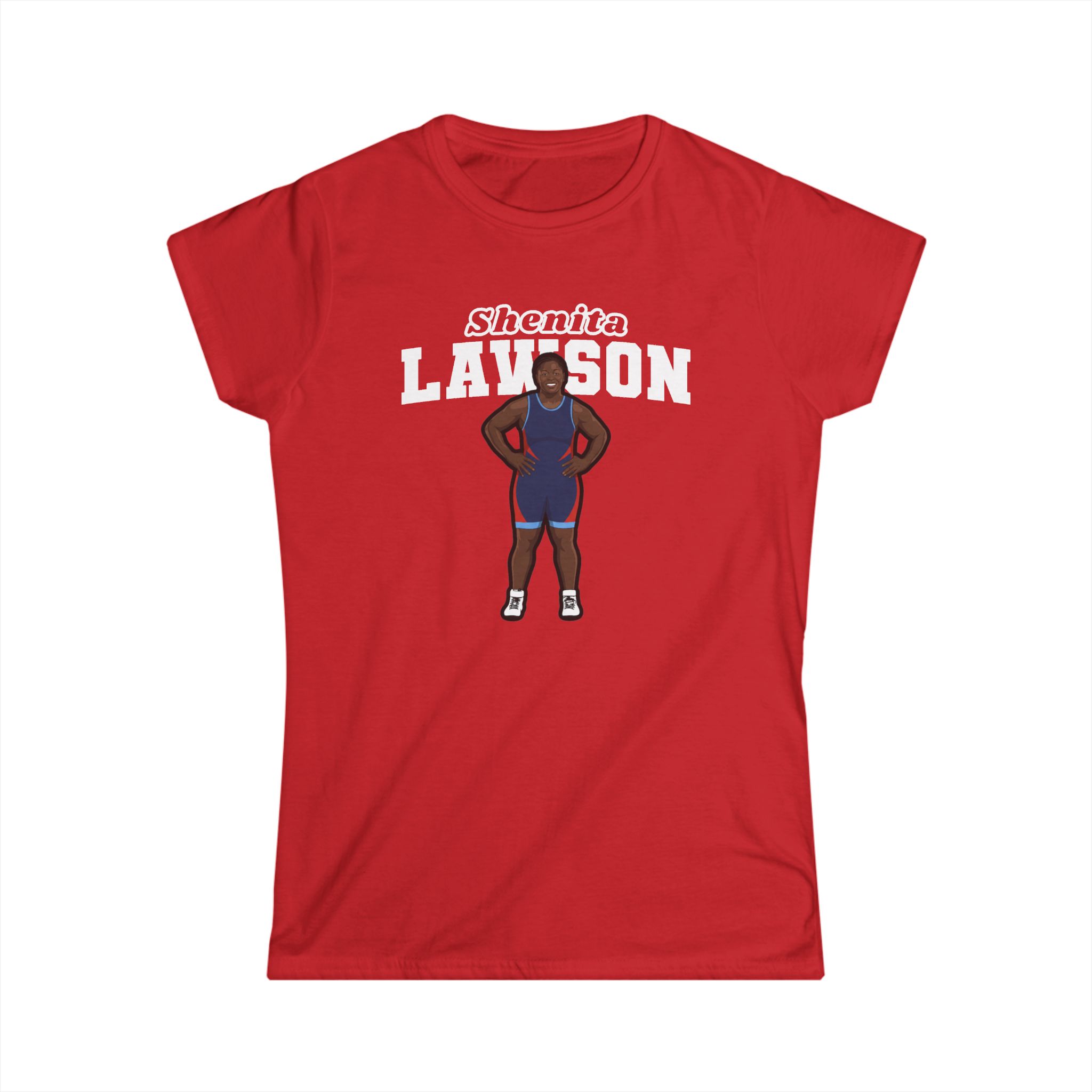 Women's Softstyle Tee — character_name_arch in Red