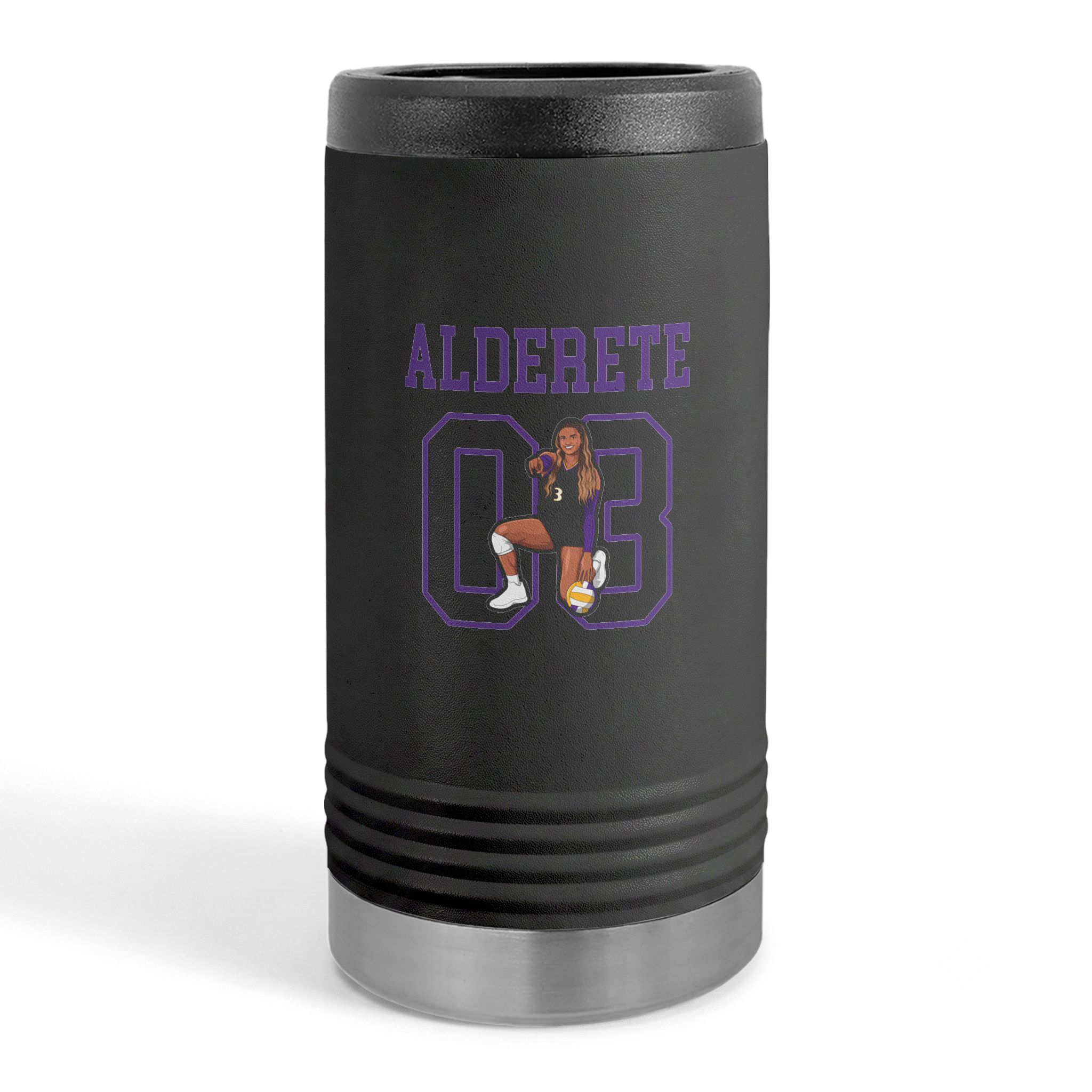 Slim Stainless Can Cooler — character_shirsey in Black