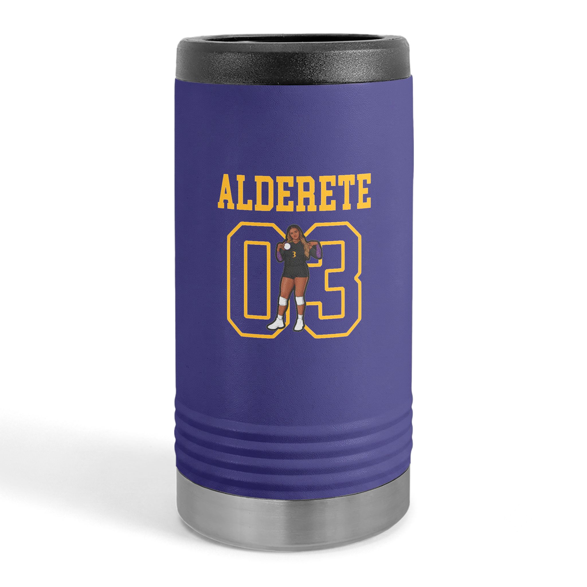 Slim Stainless Can Cooler — character_shirsey in Purple
