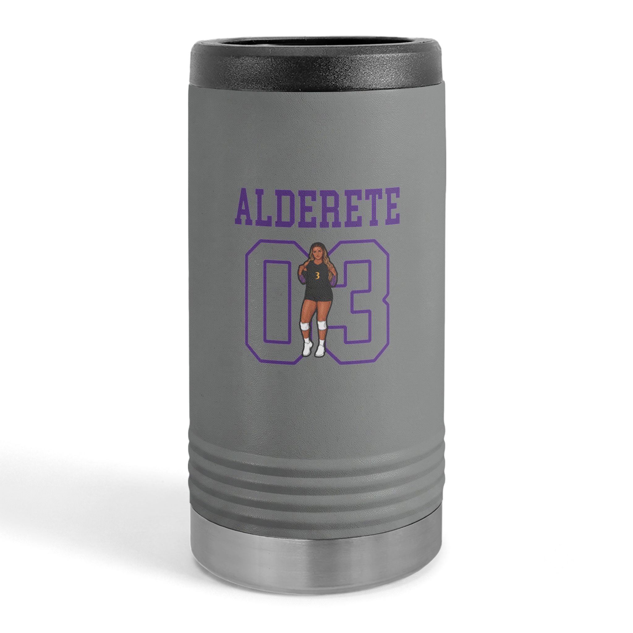 Slim Stainless Can Cooler — character_shirsey in Grey