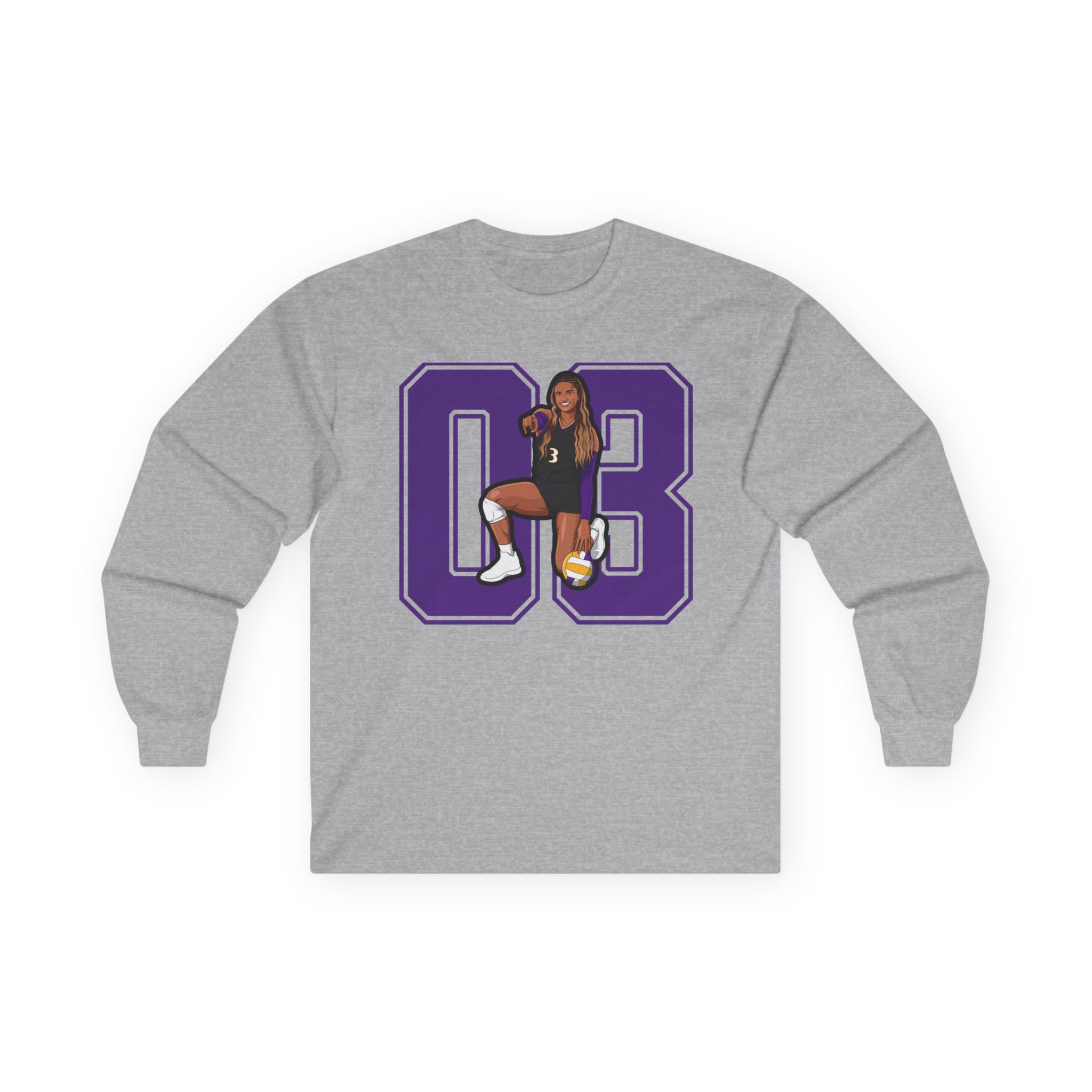 Long Sleeve Tee — character_number in Grey