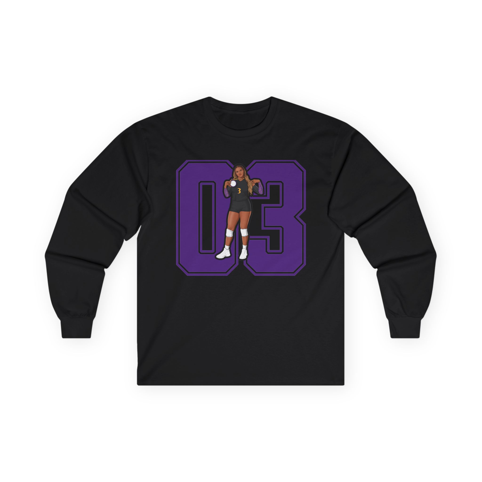 Long Sleeve Tee — character_number in Black