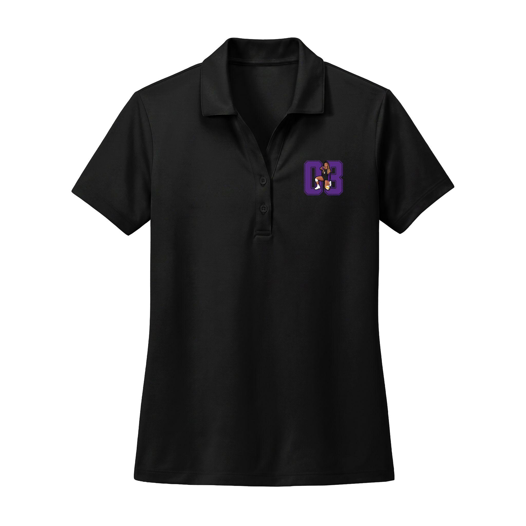 Women's Polo — character_number in Black
