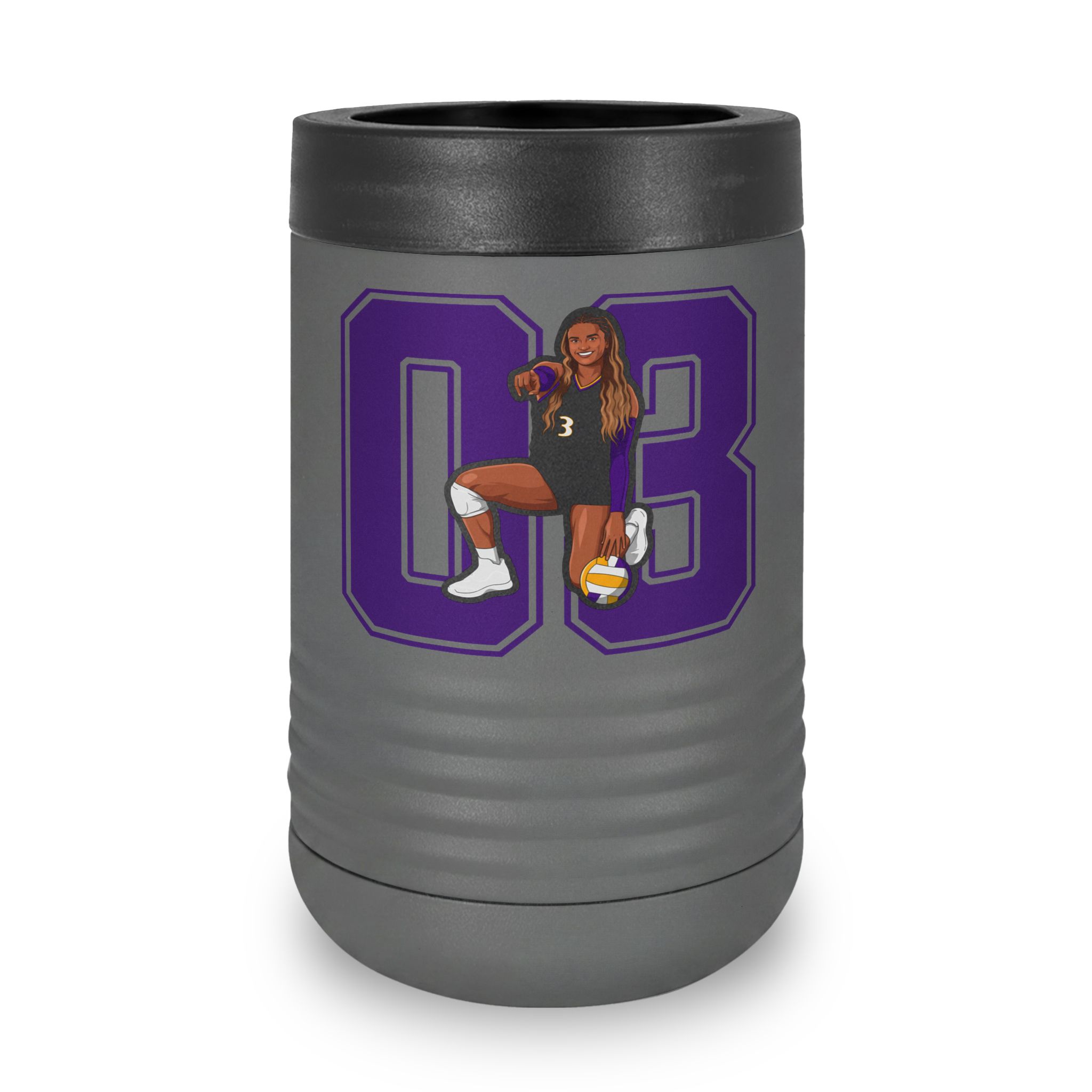 Stainless Can Cooler — character_number in Grey