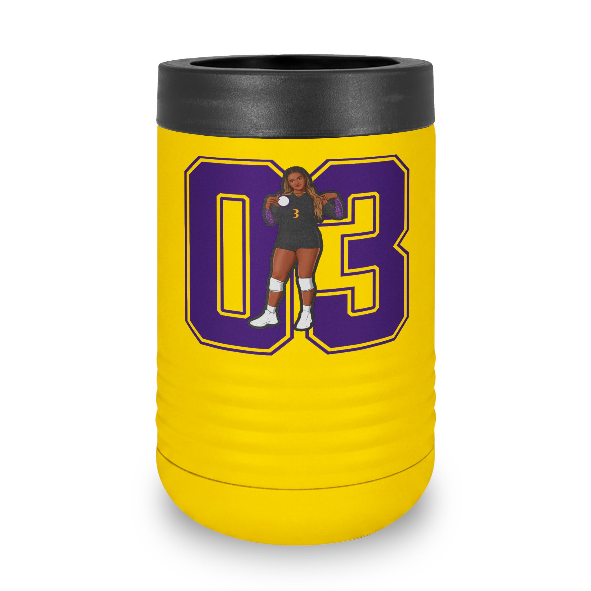 Stainless Can Cooler — character_number in Yellow