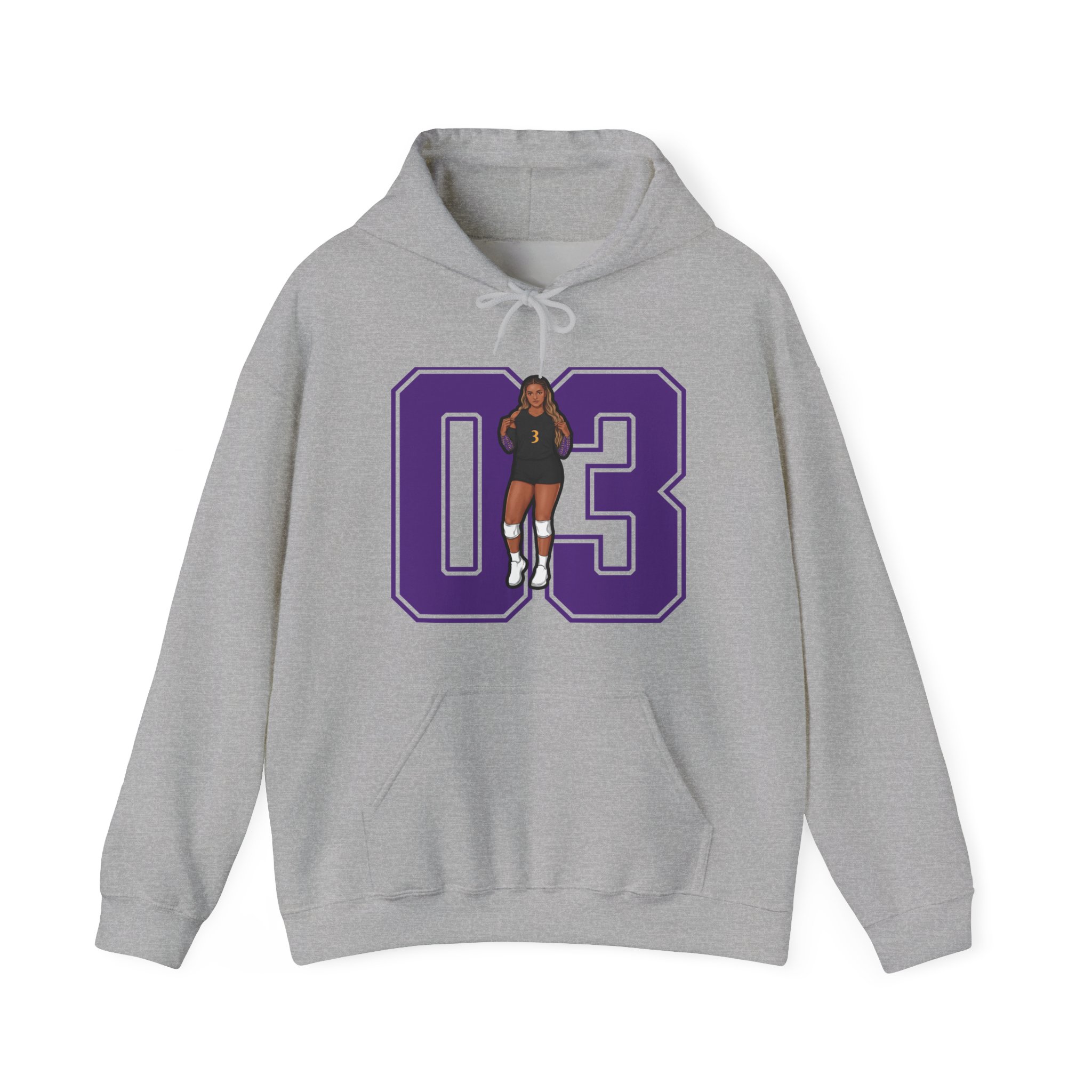 Hoodie — character_number in Grey