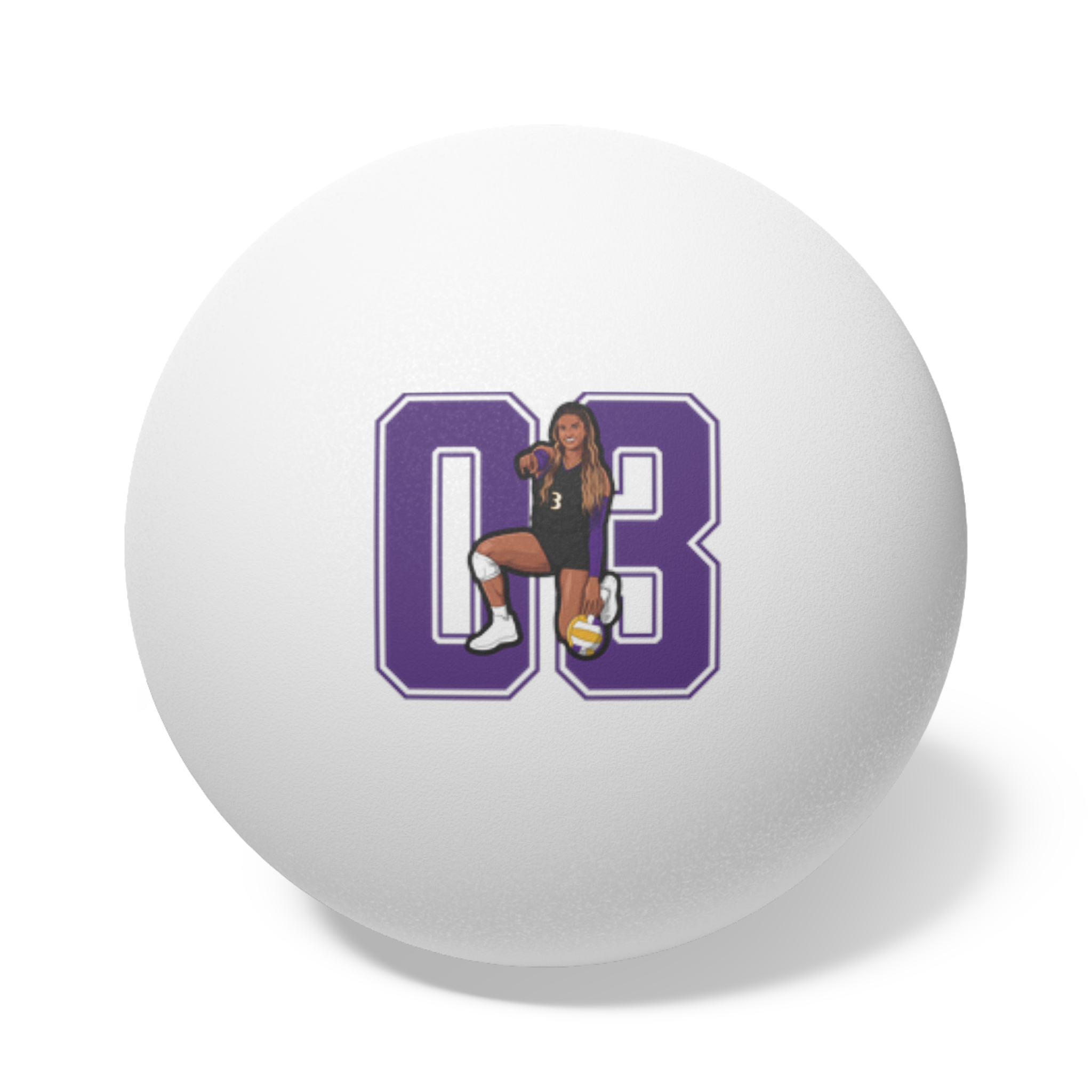 Ping Pong Balls, 6 pcs — character_number in White