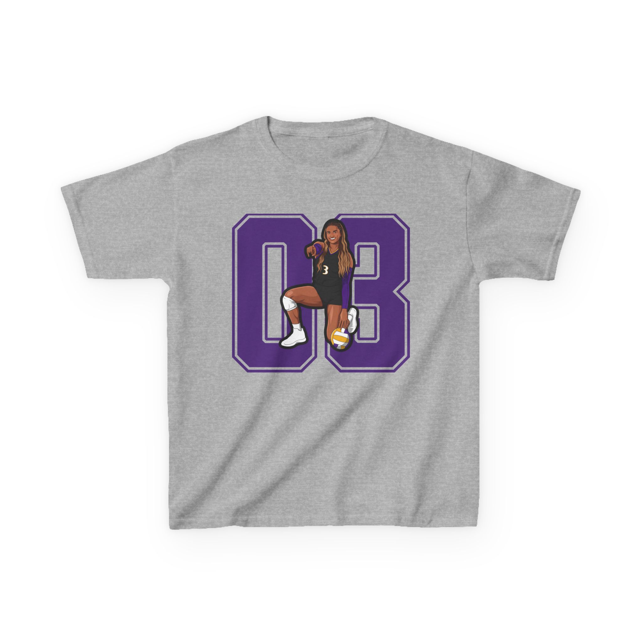Youth Tee — character_number in Grey