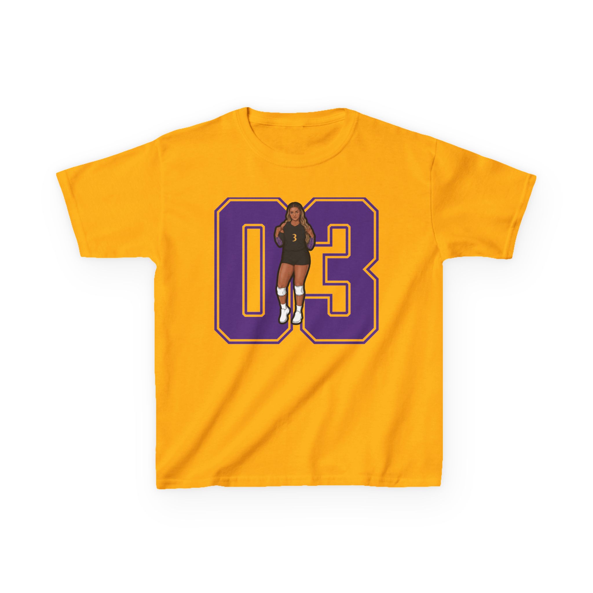 Youth Tee — character_number in Gold