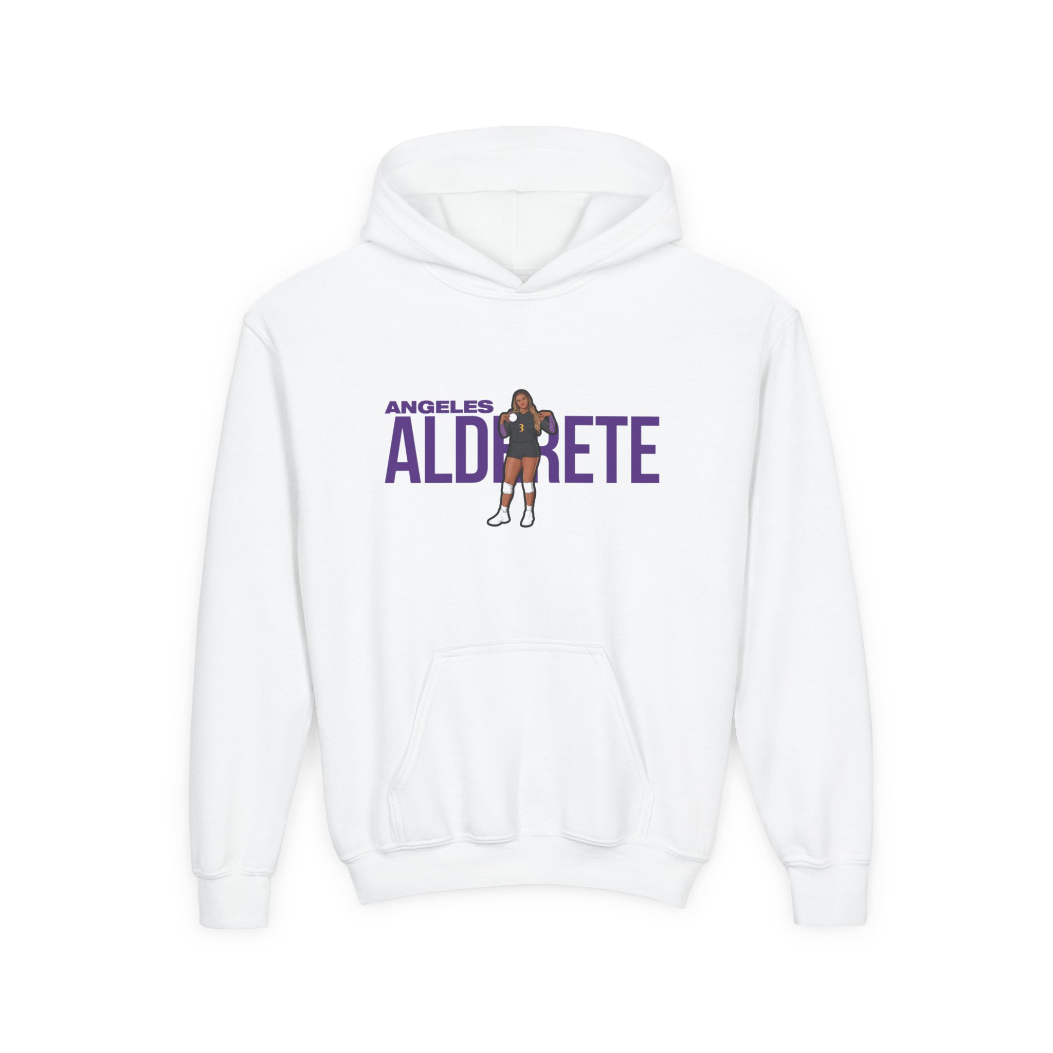 Youth Hoodie — character_player_name in White