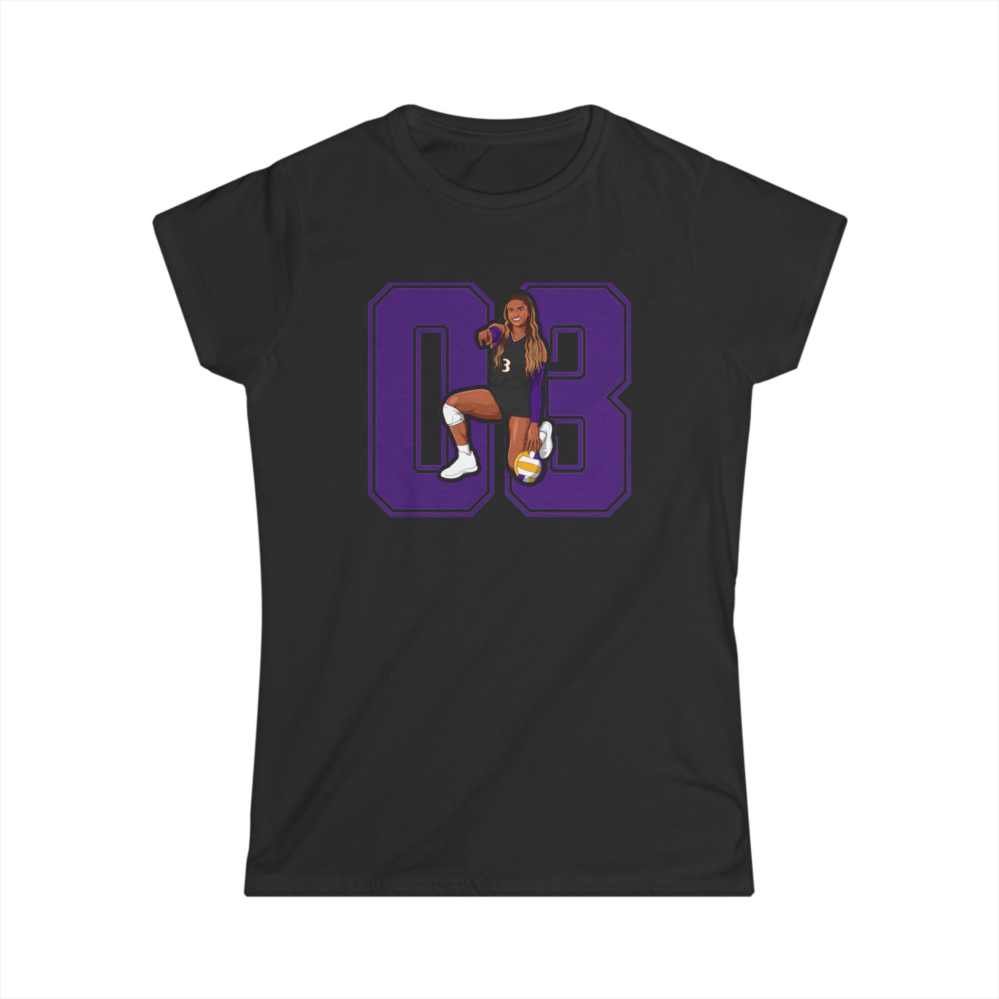 Women's Softstyle Tee — character_number in Black