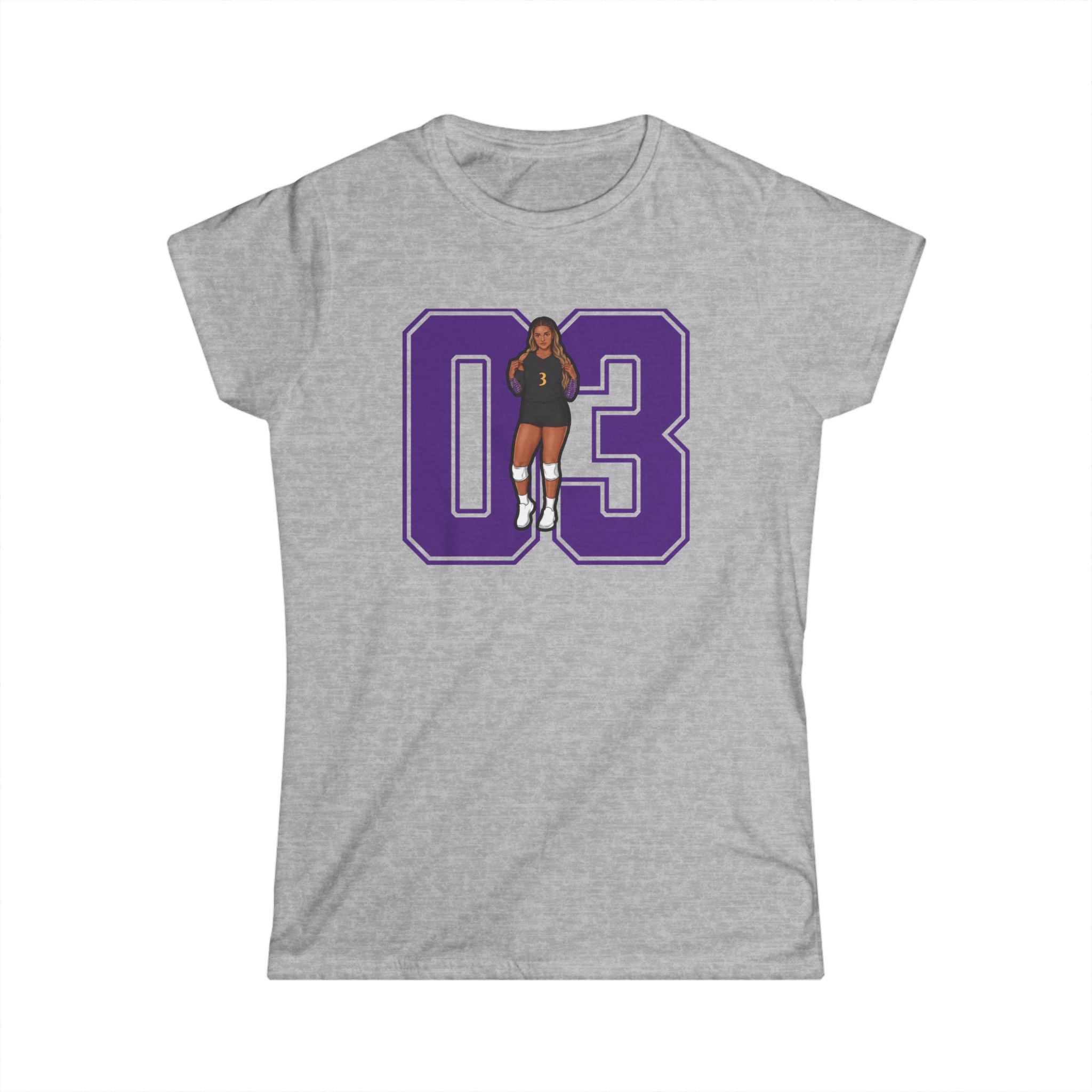 Women's Softstyle Tee — character_number in Grey