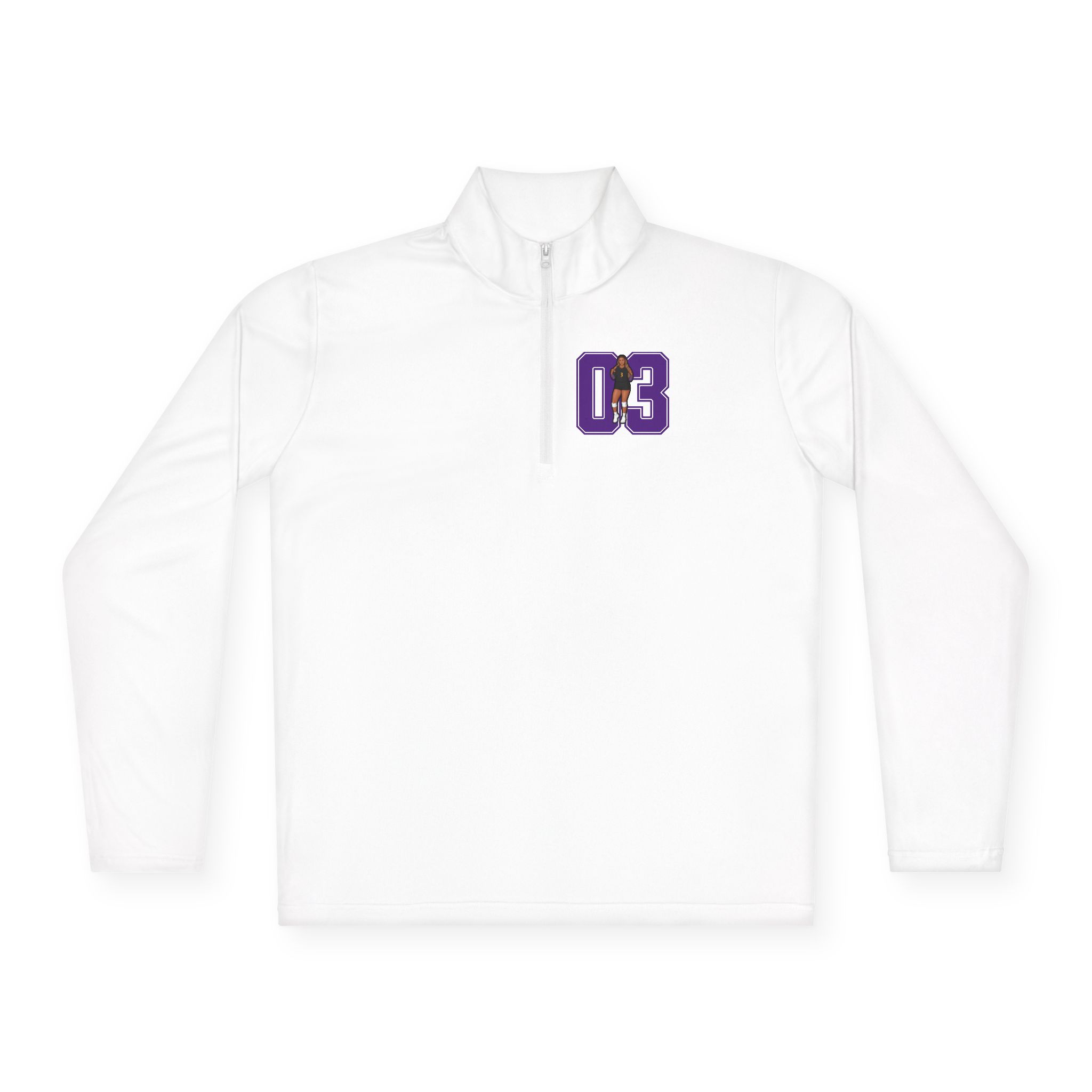 Q-Zip Pullover — character_number in White