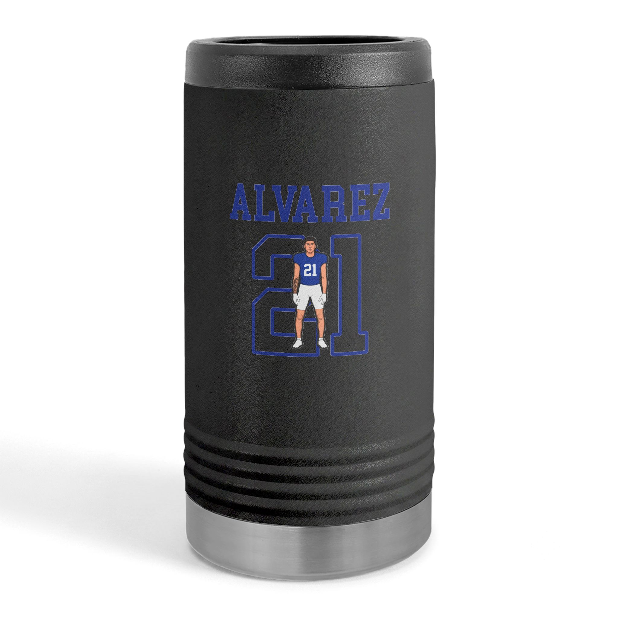 Slim Stainless Can Cooler — character_shirsey in Black