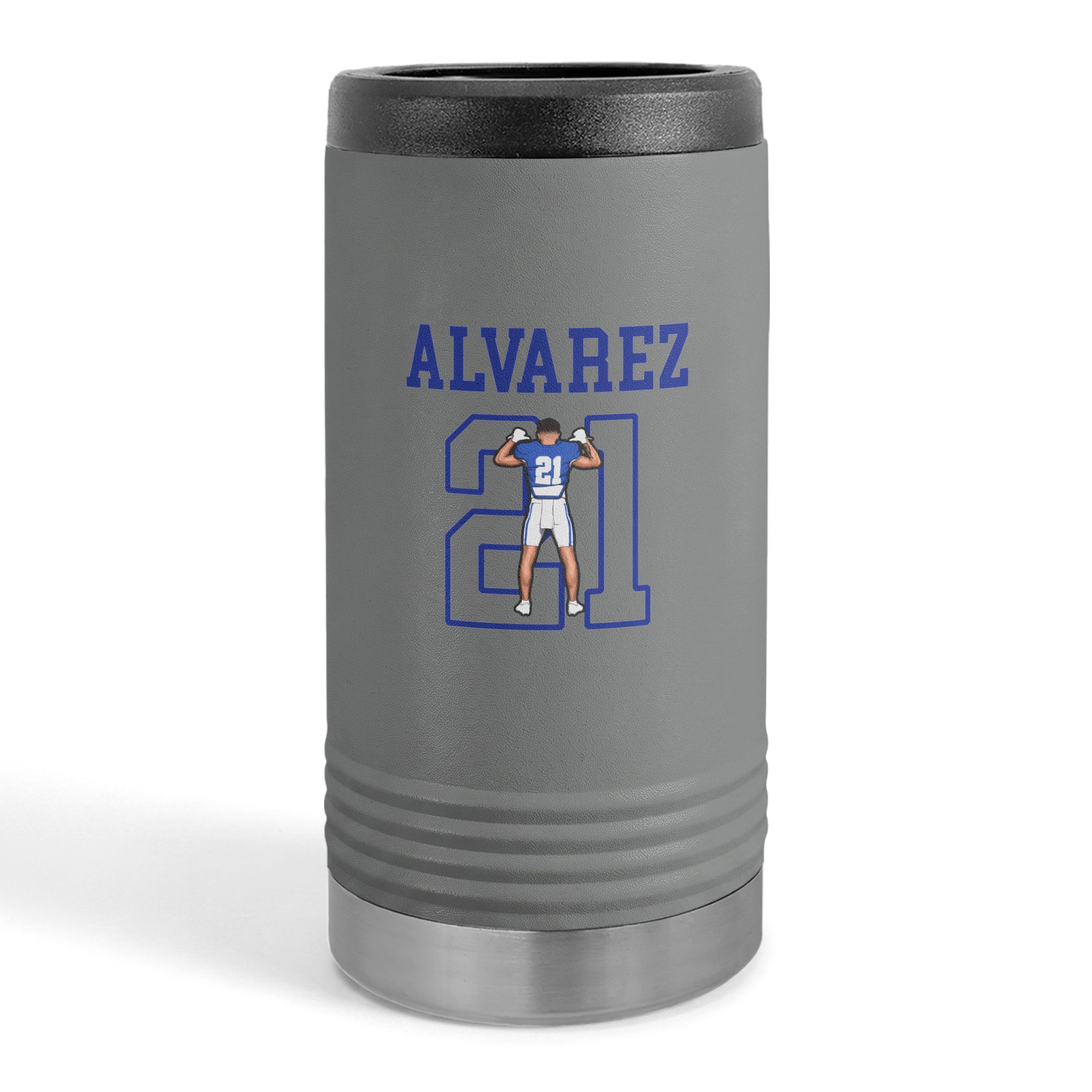 Slim Stainless Can Cooler — character_shirsey in Grey