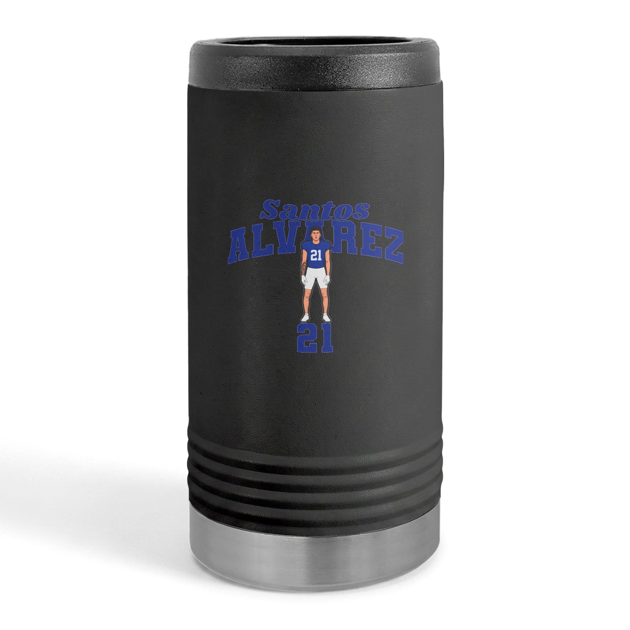 Slim Stainless Can Cooler — character_signature_arch in Black