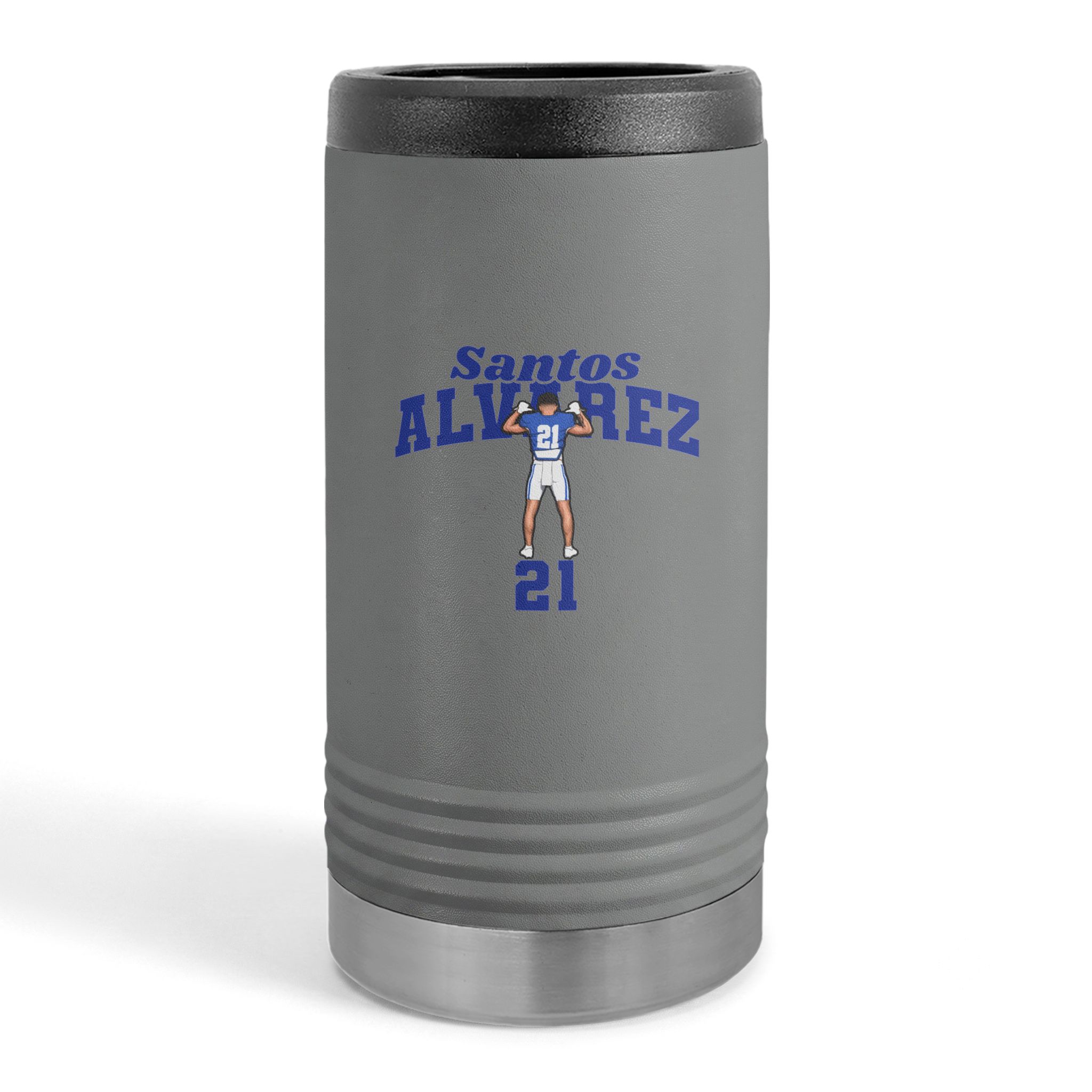 Slim Stainless Can Cooler — character_signature_arch in Grey