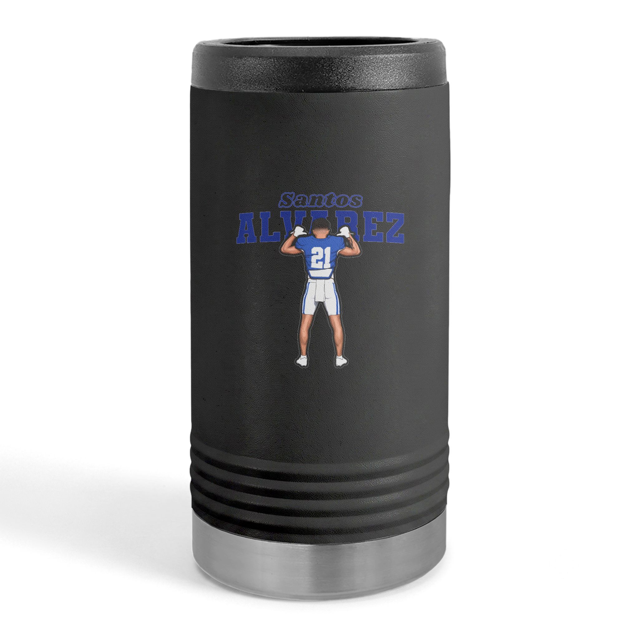 Slim Stainless Can Cooler — character_name_arch in Black