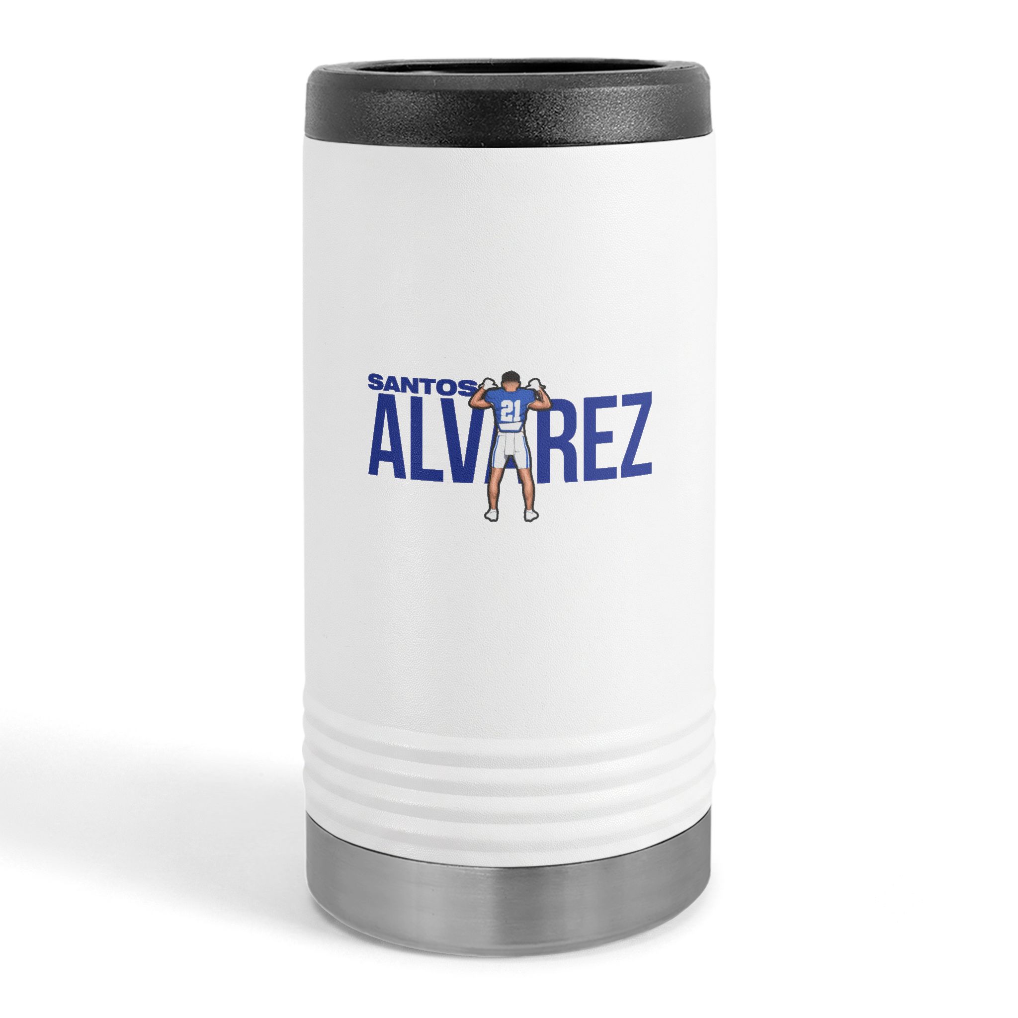 Slim Stainless Can Cooler — character_player_name in White