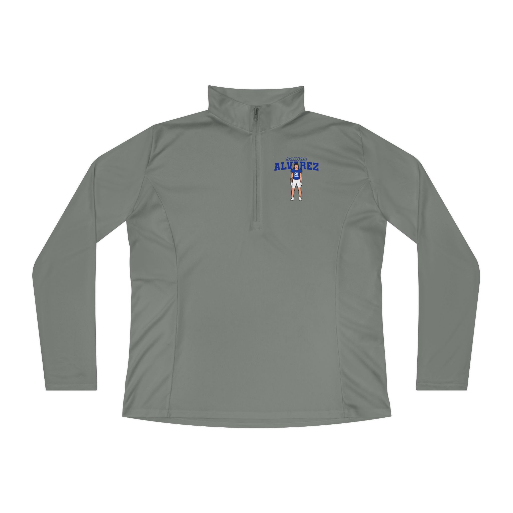 Women's Q-Zip Pullover — character_name_arch in Grey