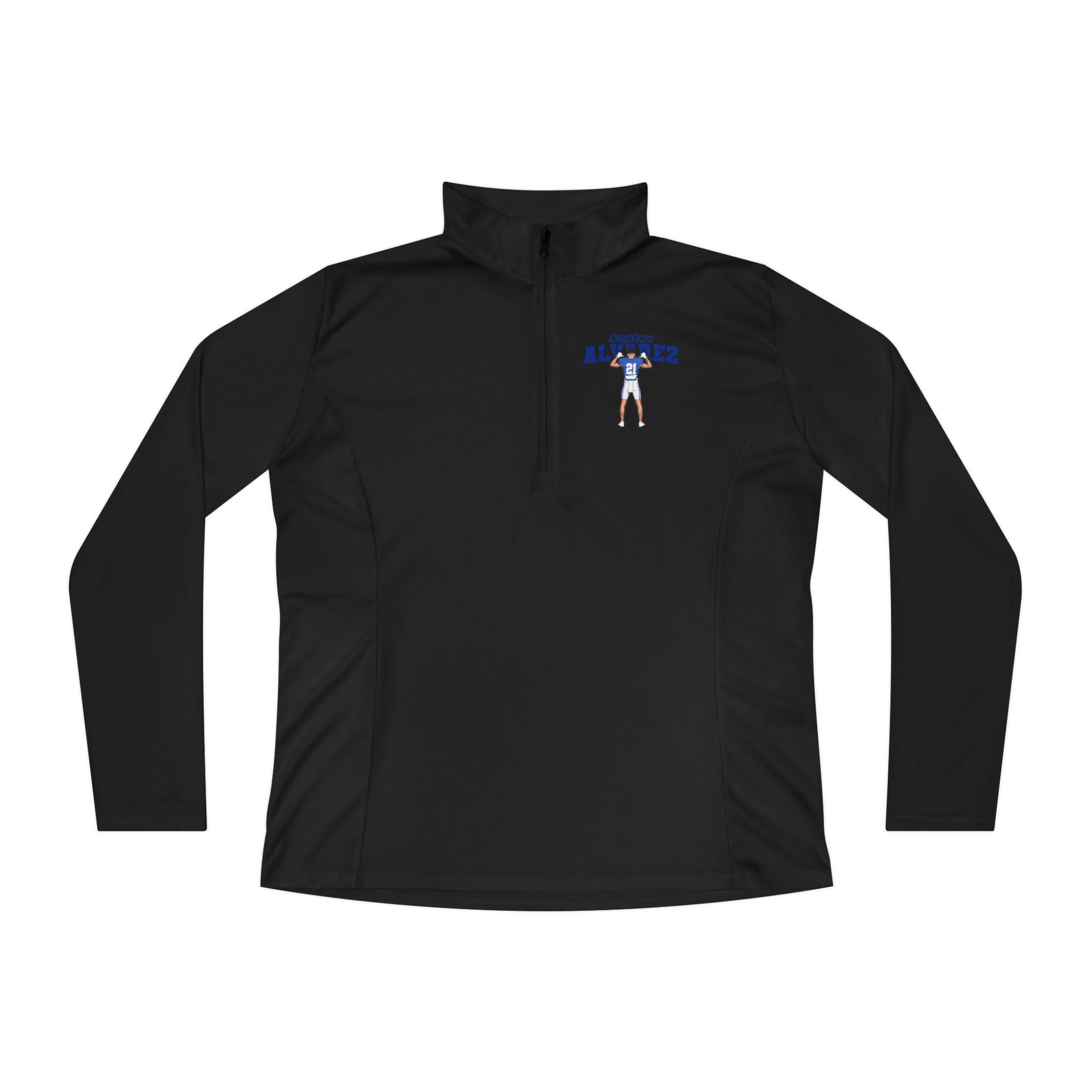 Women's Q-Zip Pullover — character_name_arch in Black