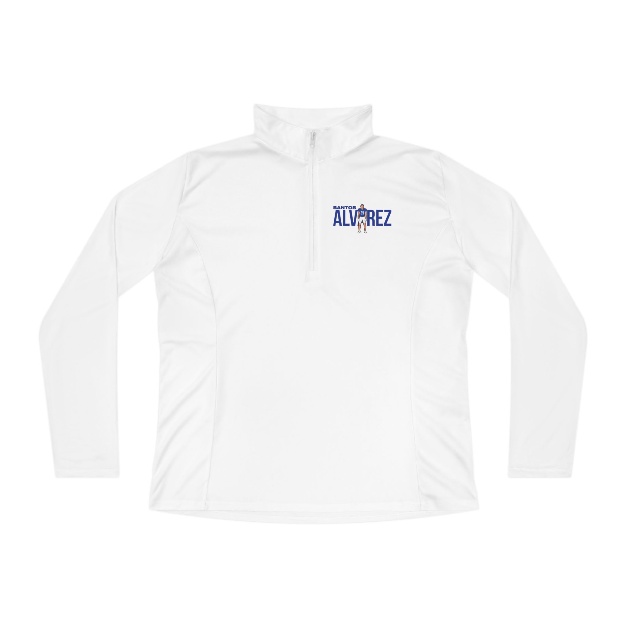 Women's Q-Zip Pullover — character_player_name in White