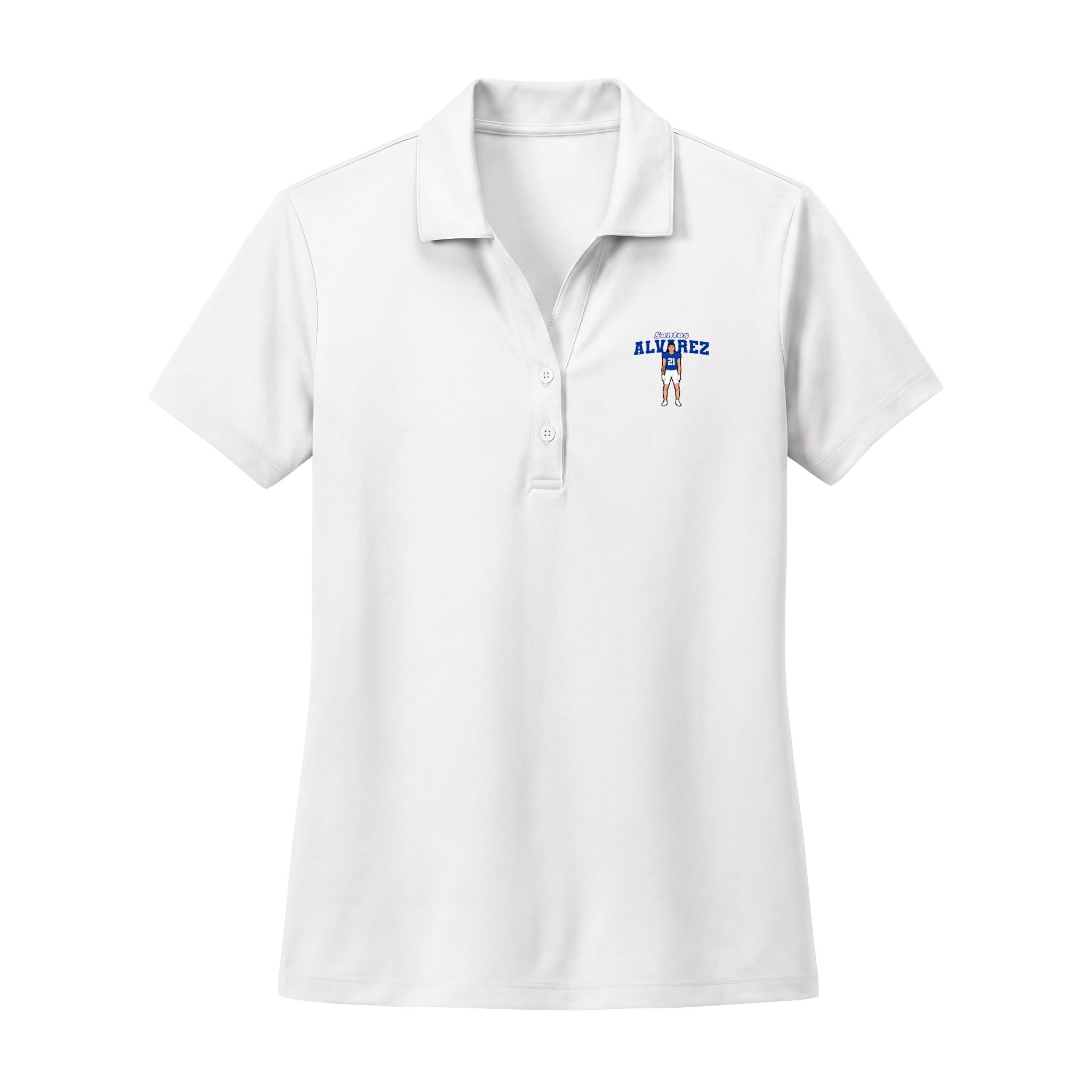 Women's Performance Polo — character_name_arch in White