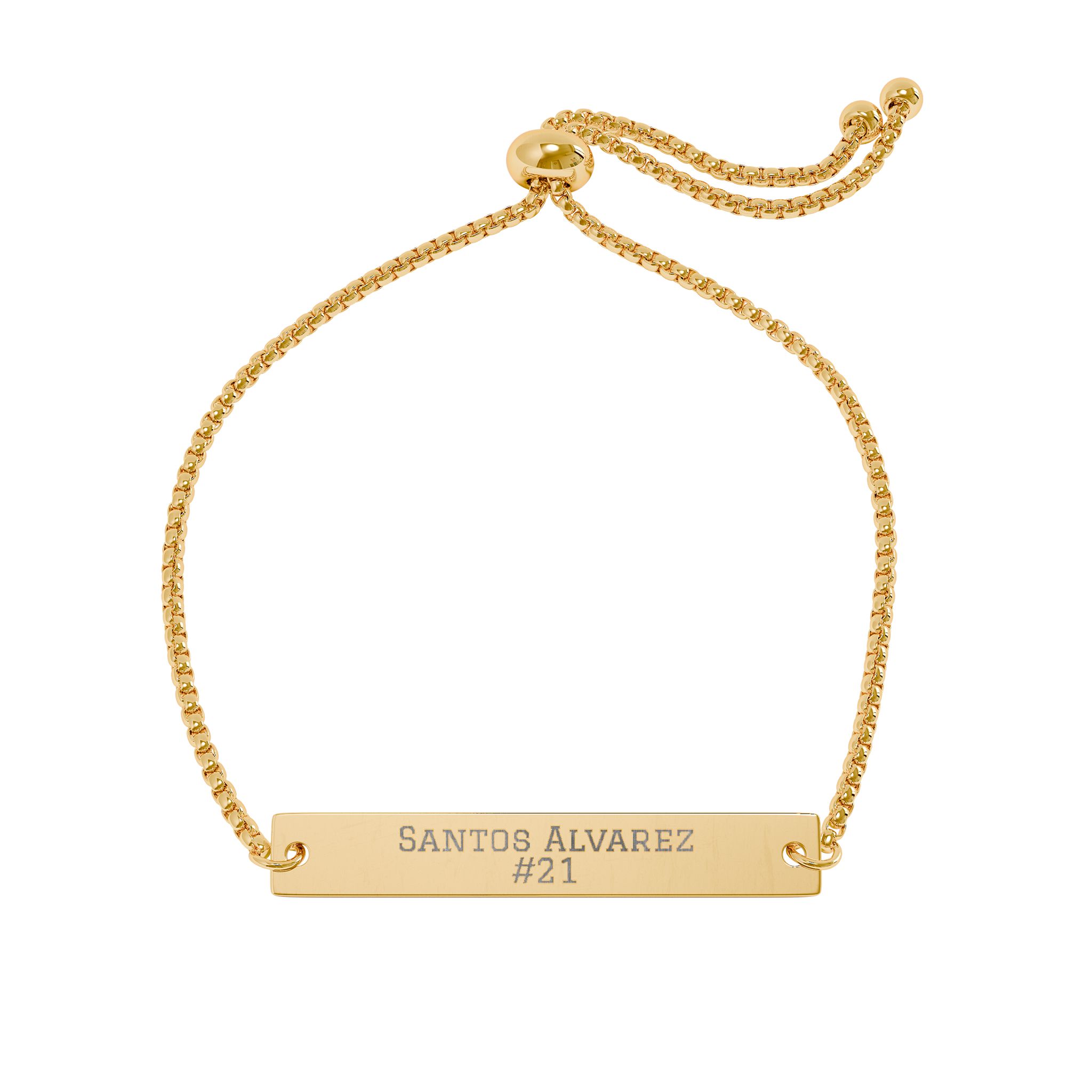 Engraved Bar Bracelet — Name & Number in Gold