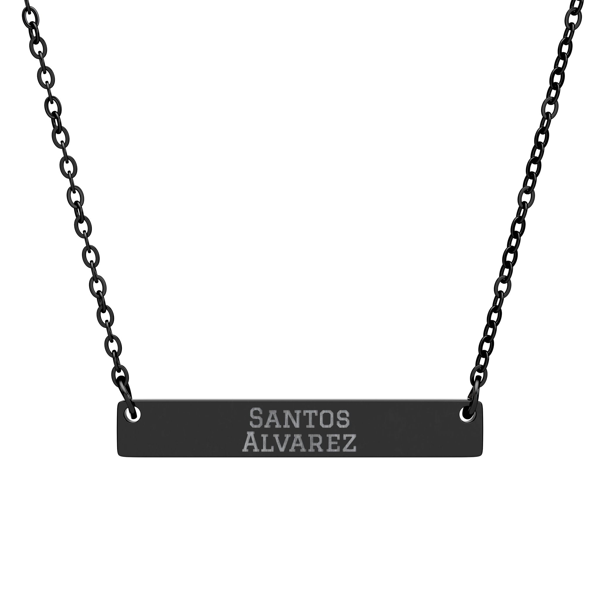 Engraved Bar Necklace — Classic in Black