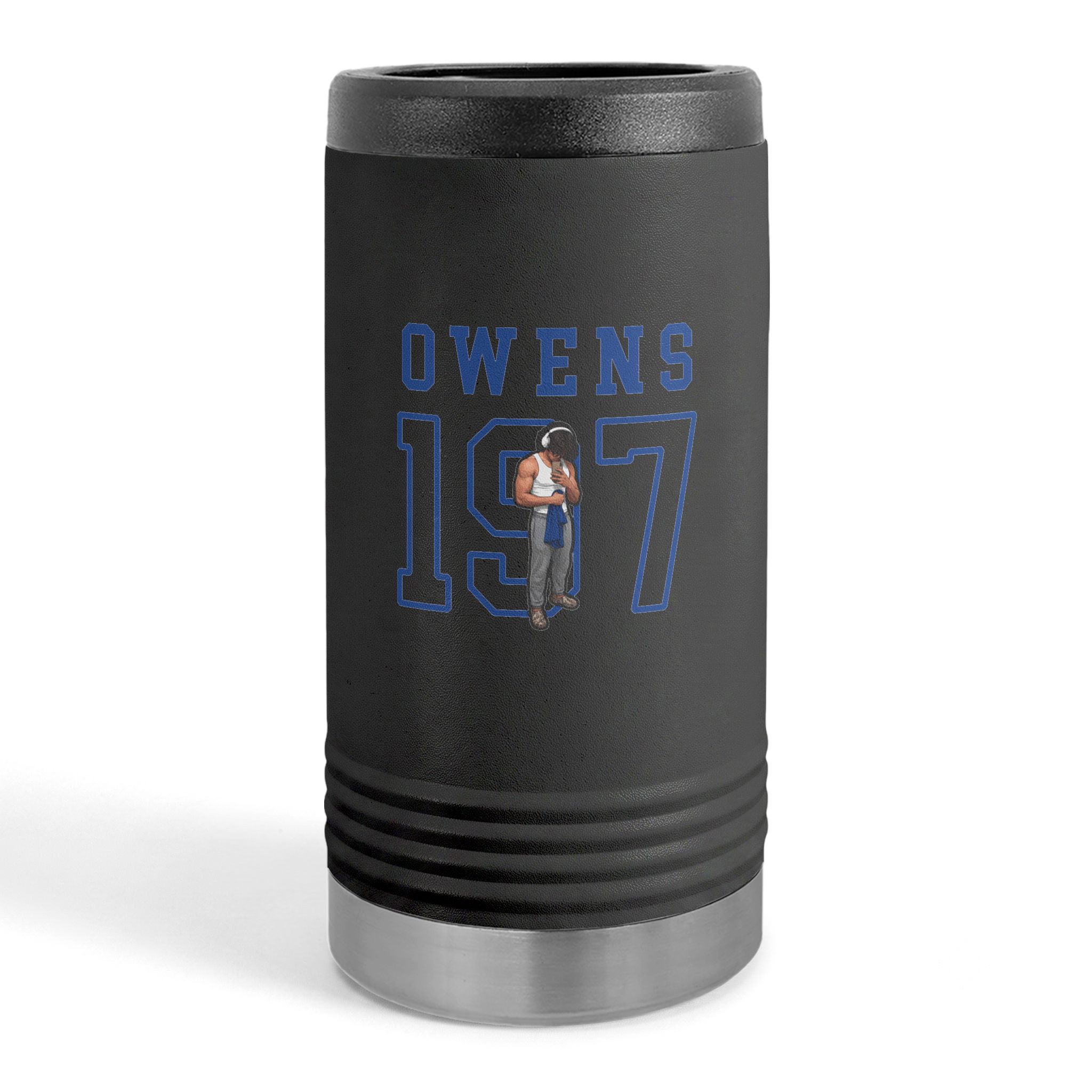 Slim Stainless Can Cooler — character_shirsey in Black