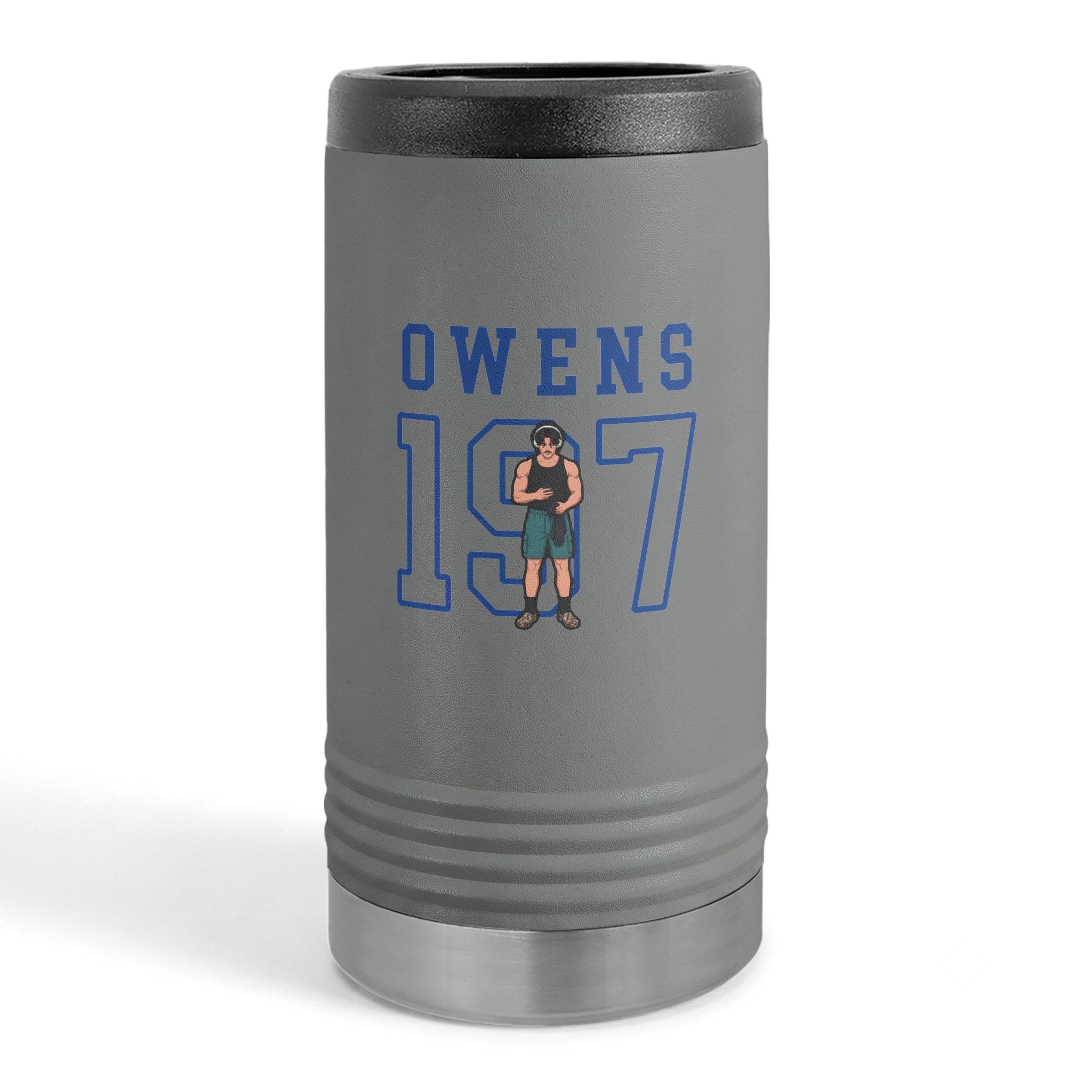 Slim Stainless Can Cooler — character_shirsey in Grey