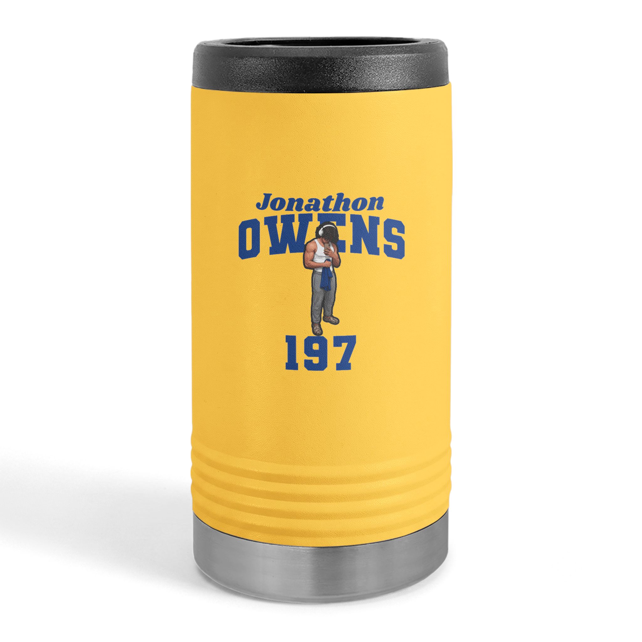 Slim Stainless Can Cooler — character_signature_arch in Yellow