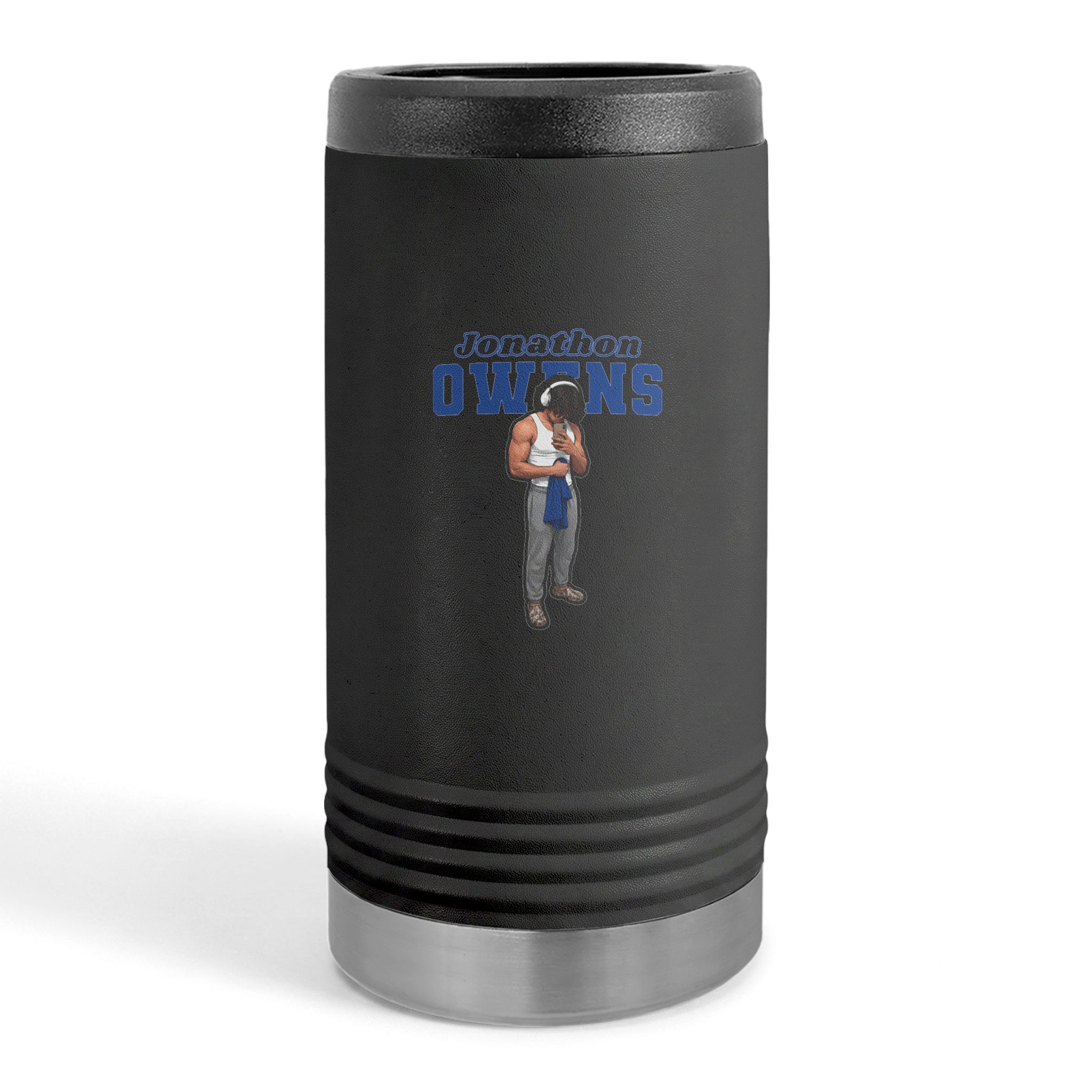 Slim Stainless Can Cooler — character_name_arch in Black