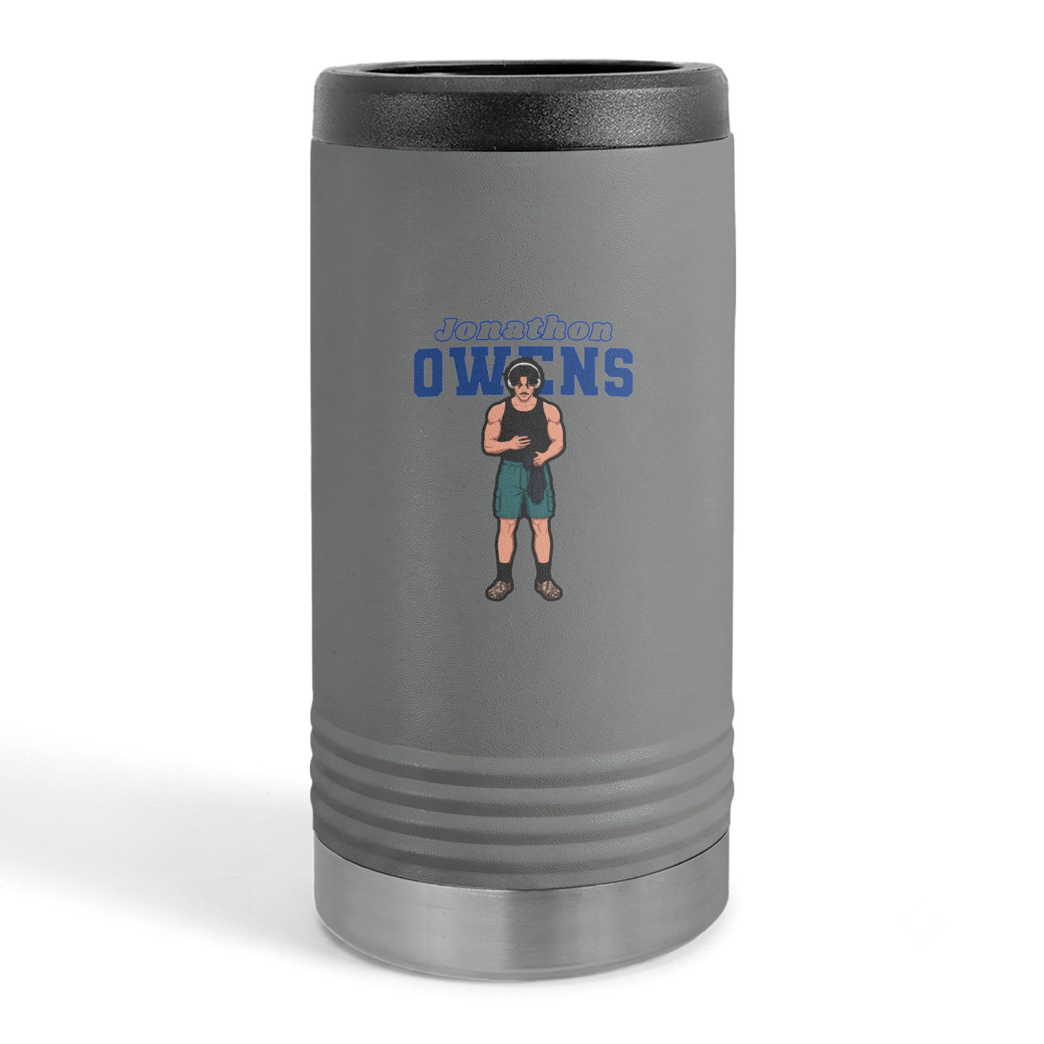 Slim Stainless Can Cooler — character_name_arch in Grey