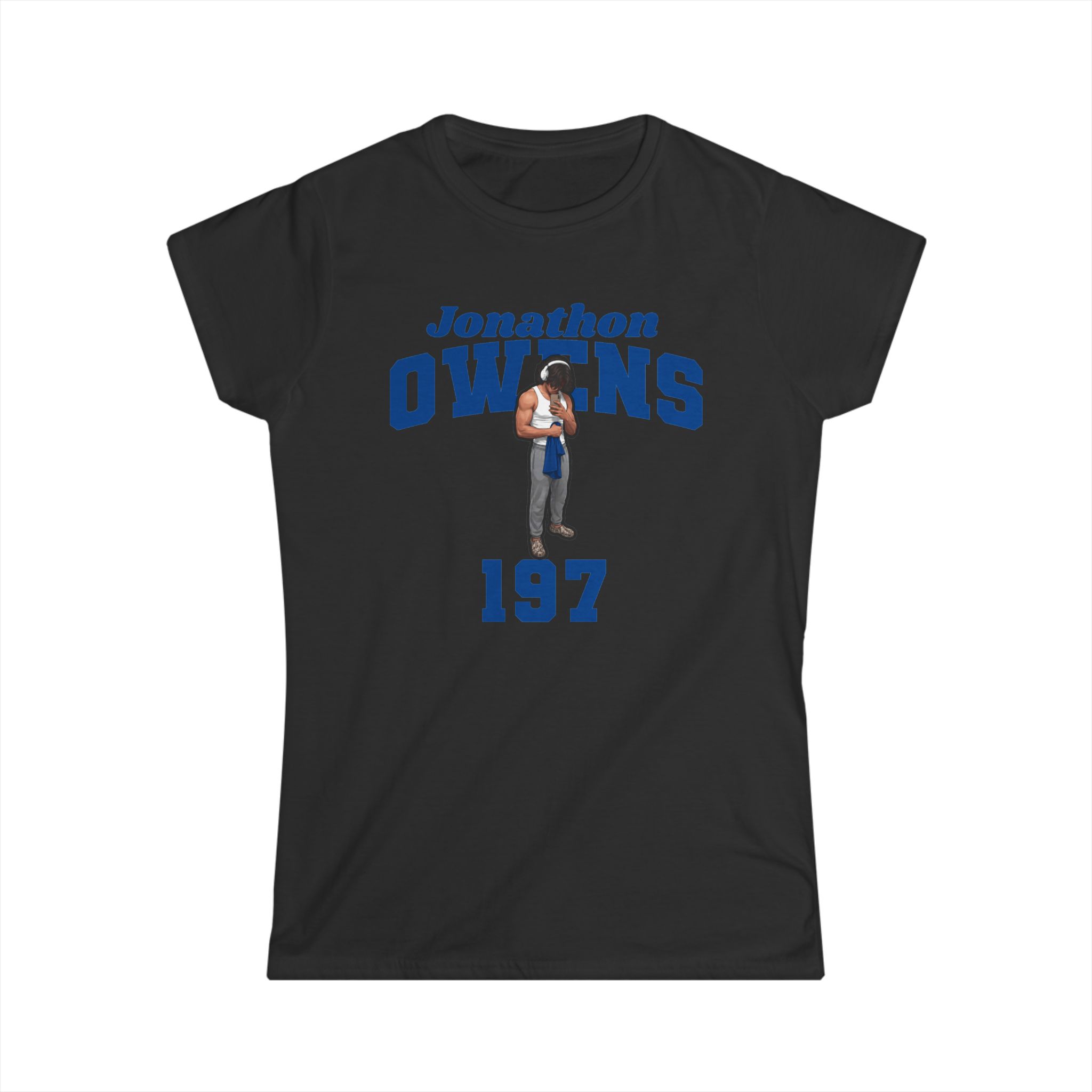 Women's Softstyle Tee — character_signature_arch in Black