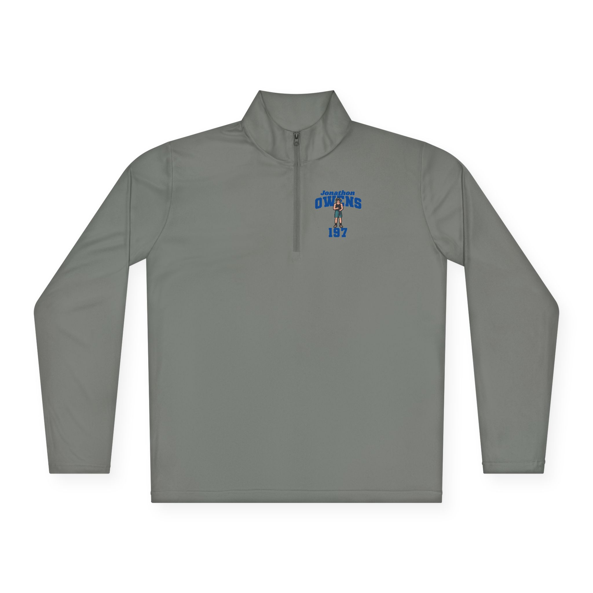 Q-Zip Pullover — character_signature_arch in Grey