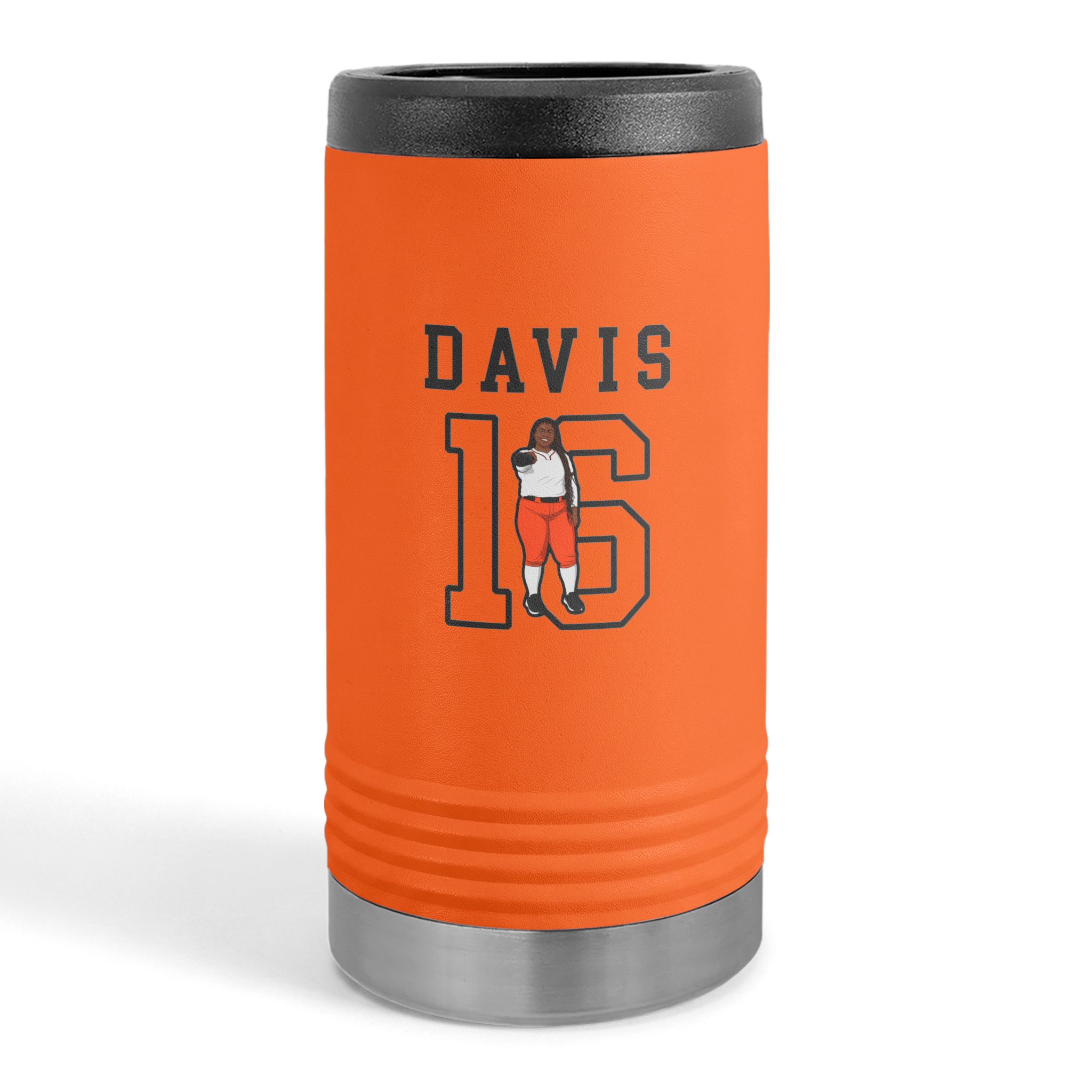 Slim Stainless Can Cooler — character_shirsey in Orange